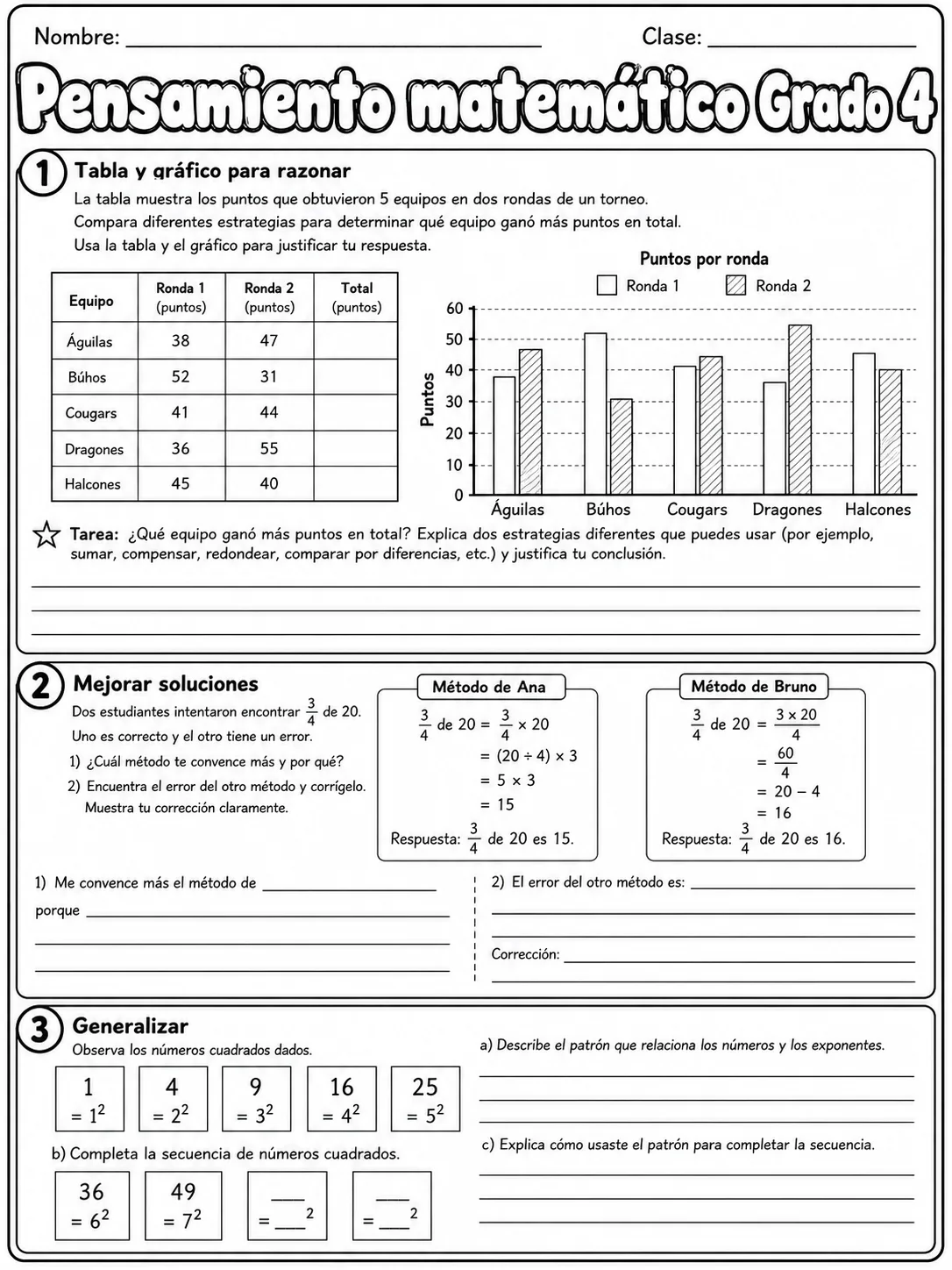 4.º grado - repaso de matemáticas - Paquete de fichas - Conjunto 3 página 8 vista previa imprimible