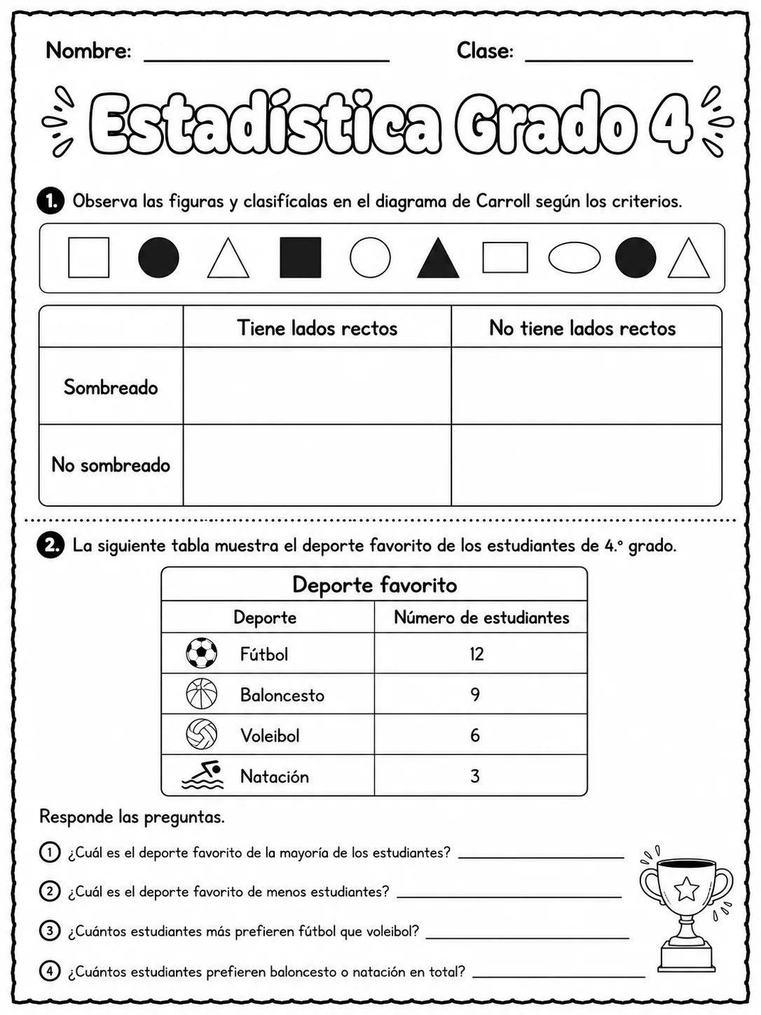4.º grado - repaso de matemáticas - Paquete de fichas página 4 vista previa imprimible