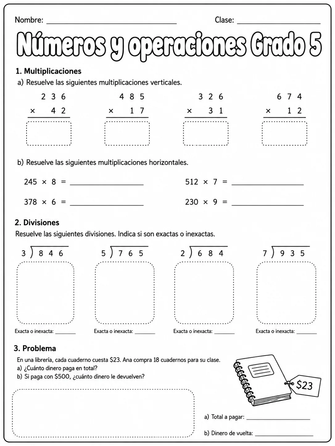 5.º grado - números y conteo - Paquete de fichas página 5 vista previa imprimible