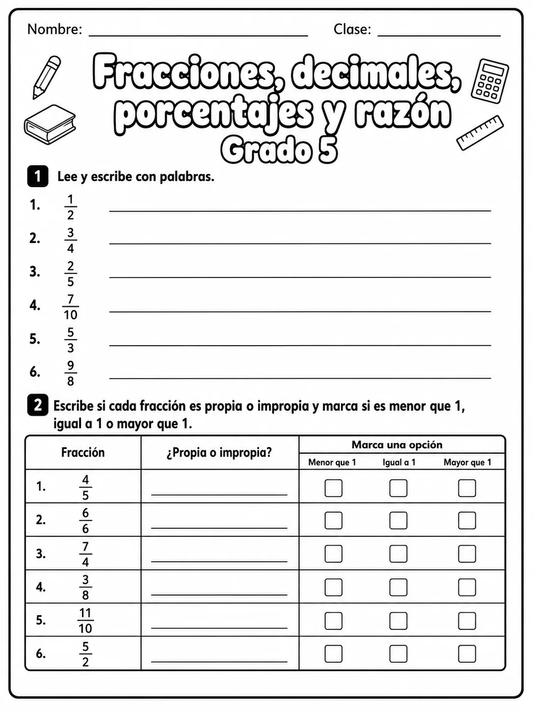 5.º grado - porcentajes - Paquete de fichas vista previa imprimible de matemáticas en KiwiBee