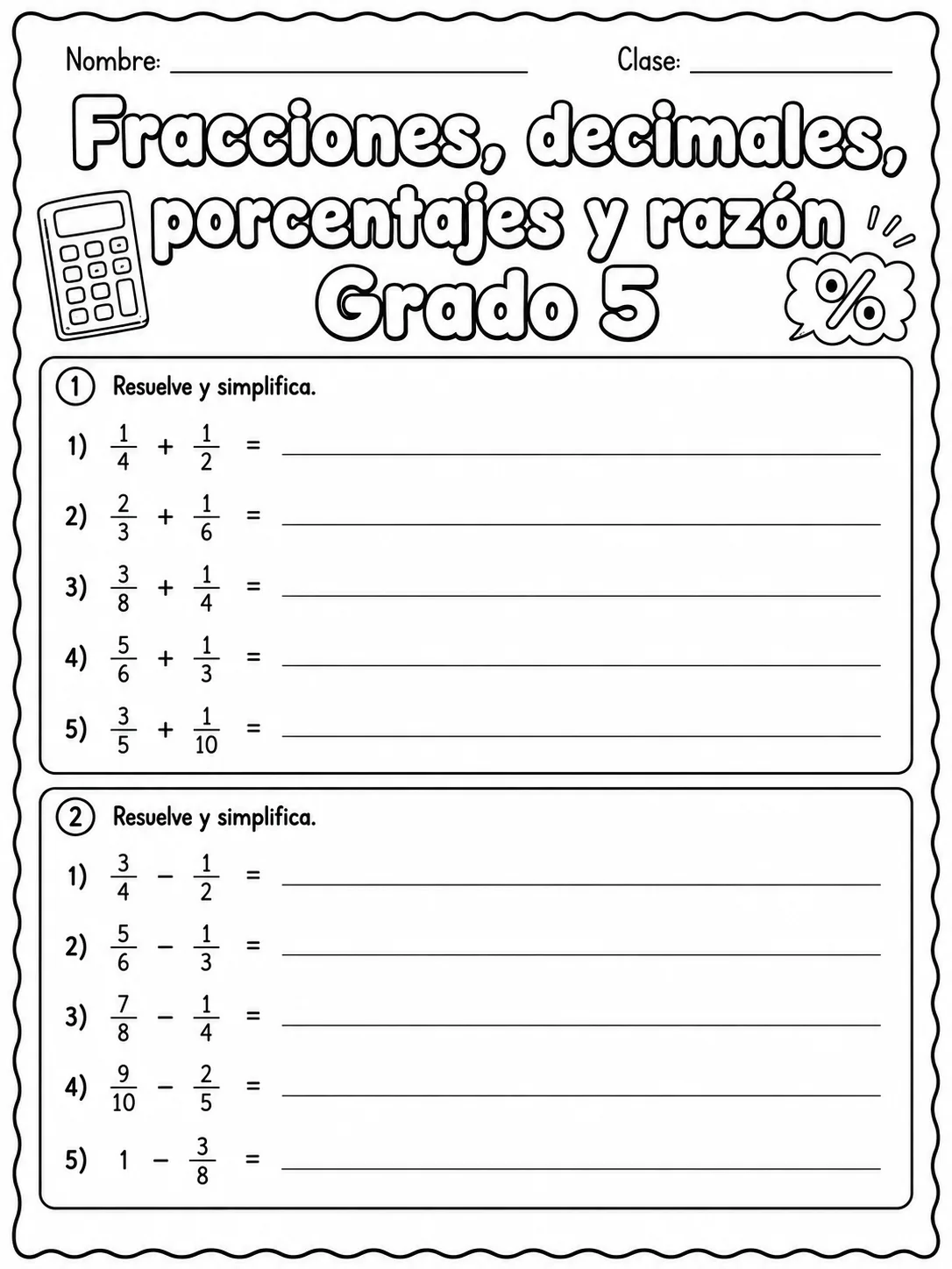 5.º grado - porcentajes - Paquete de fichas página 4 vista previa imprimible
