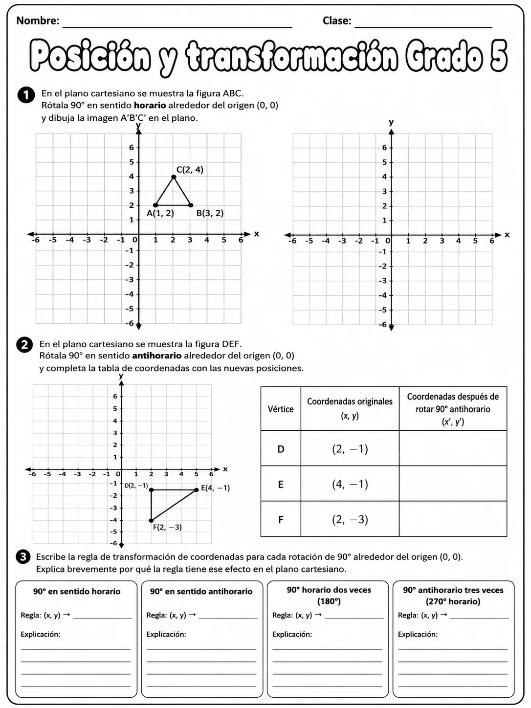 5.º grado - posición y dirección - Paquete de fichas página 9 vista previa imprimible