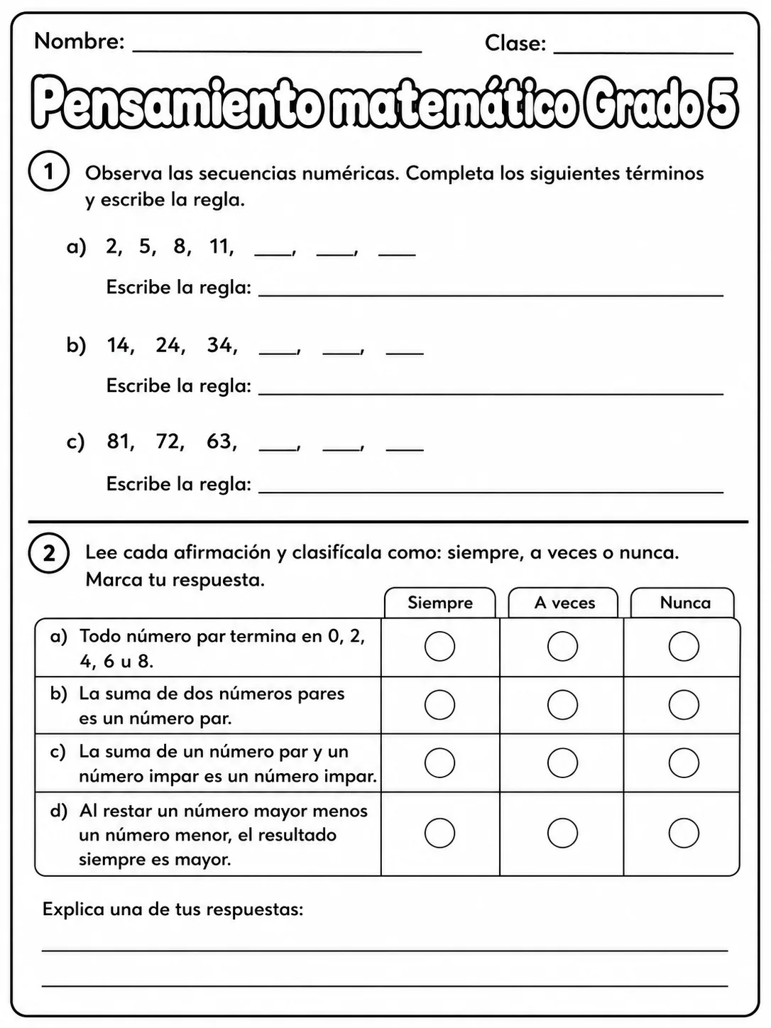 5.º grado - repaso de matemáticas - Paquete de fichas vista previa imprimible de matemáticas en KiwiBee