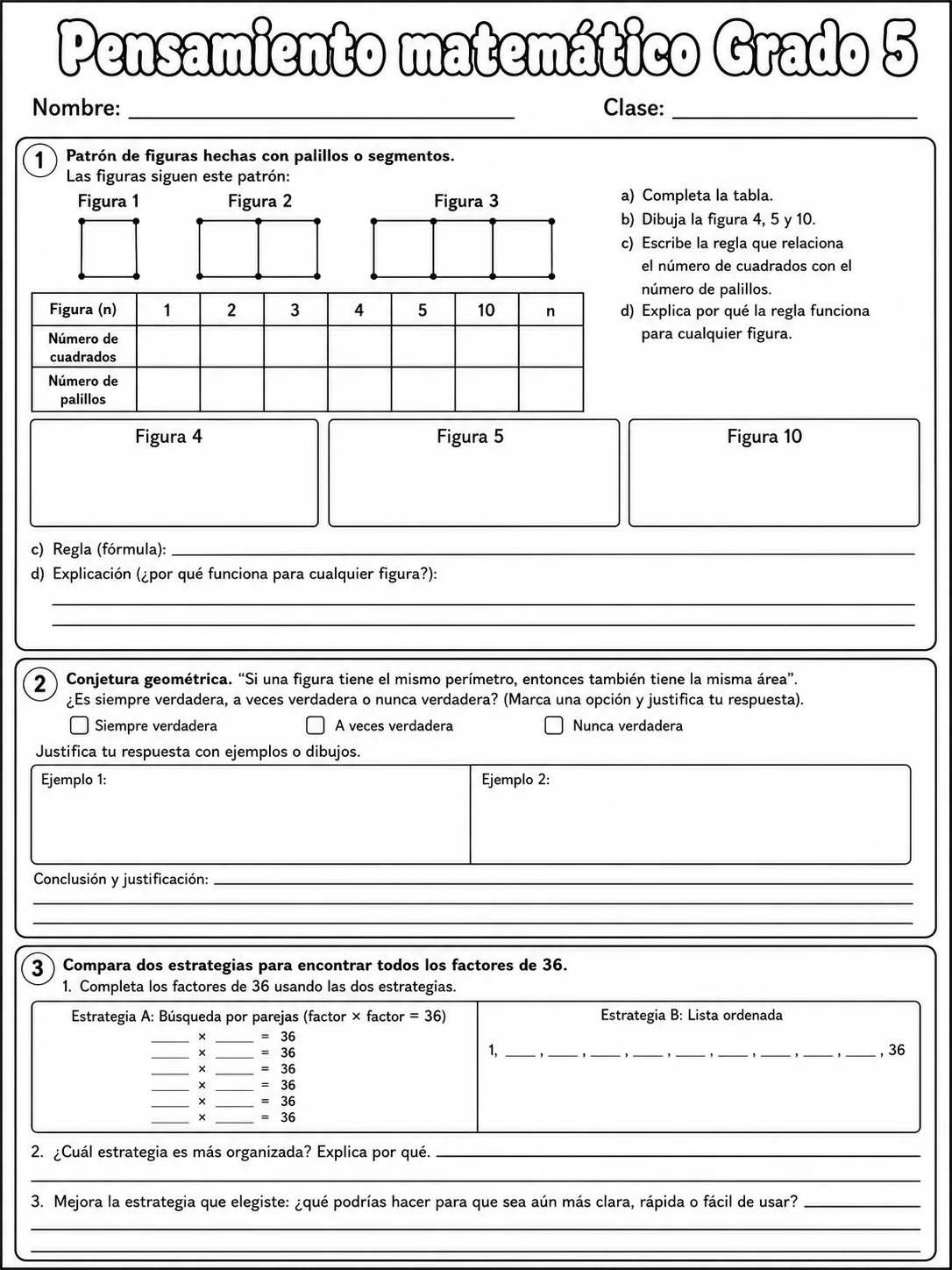 5.º grado - repaso de matemáticas - Paquete de fichas página 9 vista previa imprimible