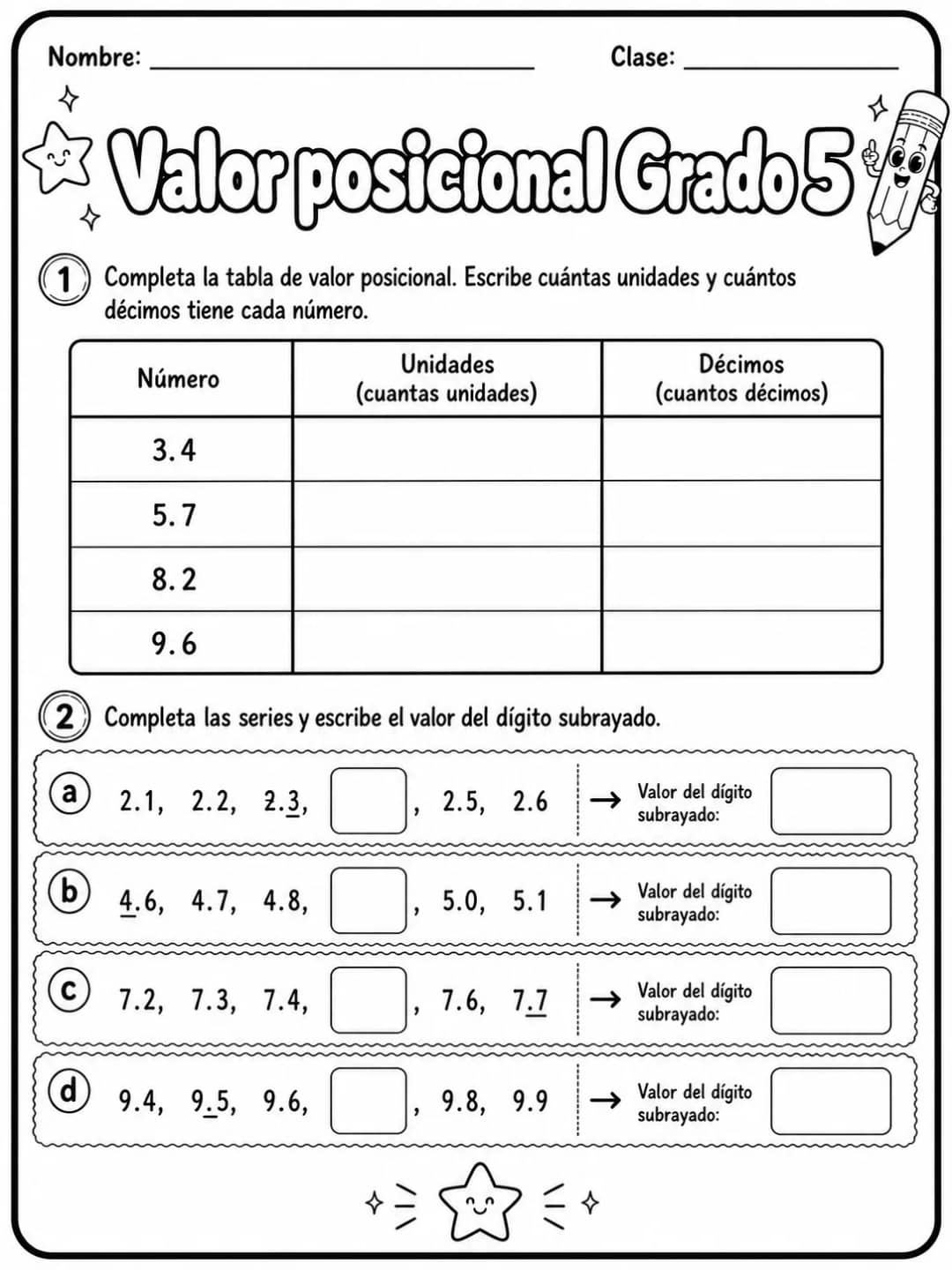 5.º grado - valor posicional - Paquete de fichas vista previa imprimible de matemáticas en KiwiBee