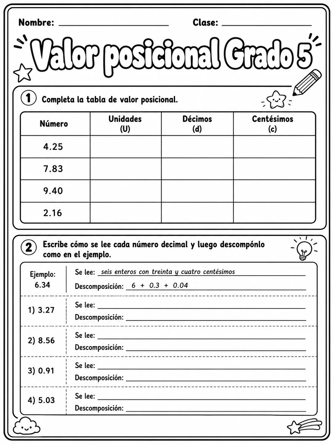 5.º grado - valor posicional - Paquete de fichas página 2 vista previa imprimible