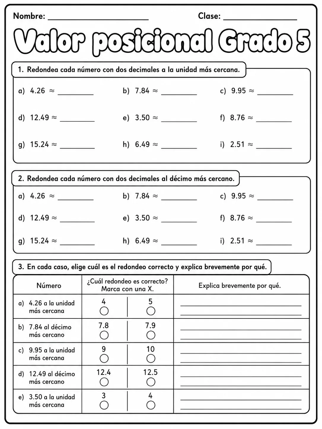 5.º grado - valor posicional - Paquete de fichas página 7 vista previa imprimible