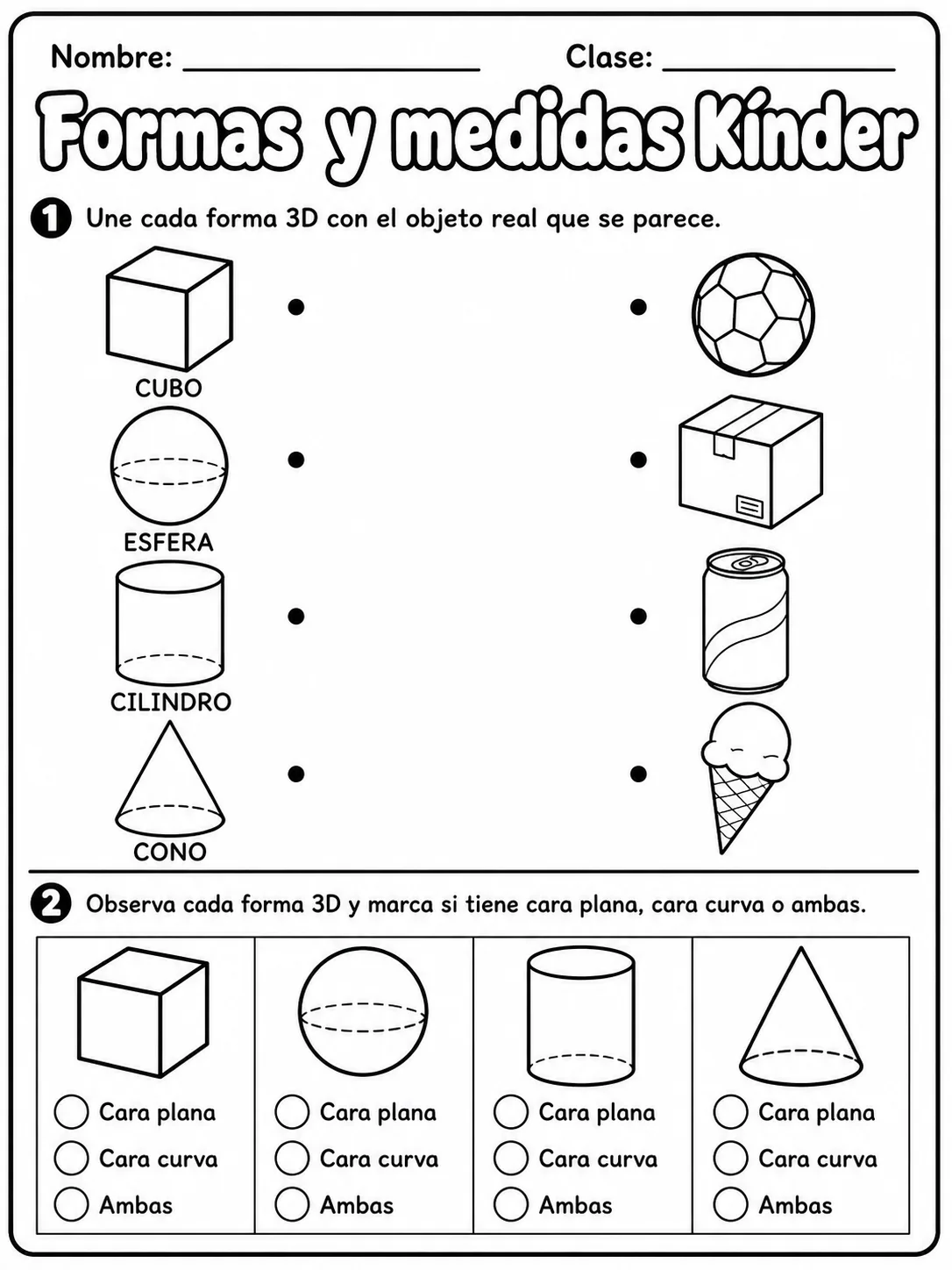Kindergarten - medidas de longitud, masa y capacidad - Paquete de fichas página 3 vista previa imprimible