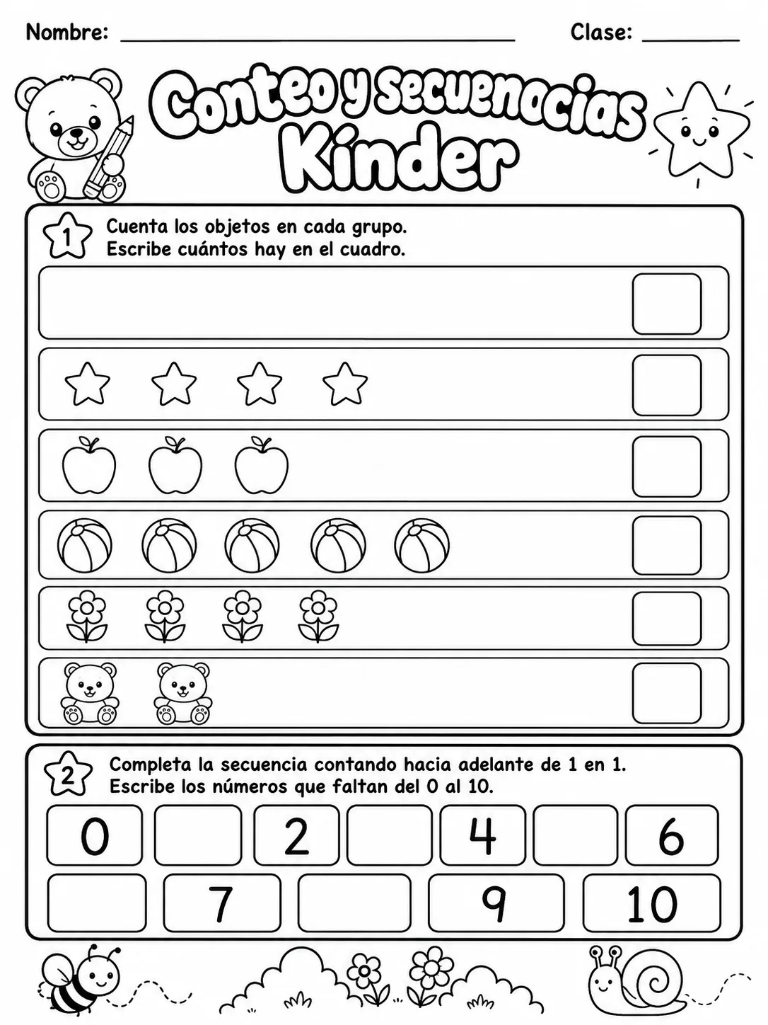 Kindergarten - patrones y secuencias - Paquete de fichas vista previa imprimible de matemáticas en KiwiBee
