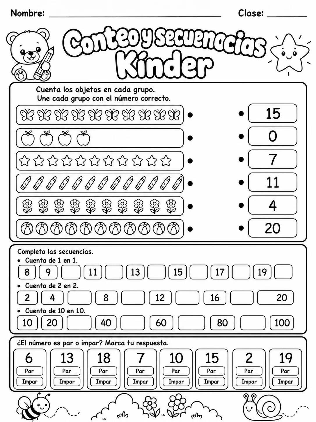 Kindergarten - patrones y secuencias - Paquete de fichas página 9 vista previa imprimible