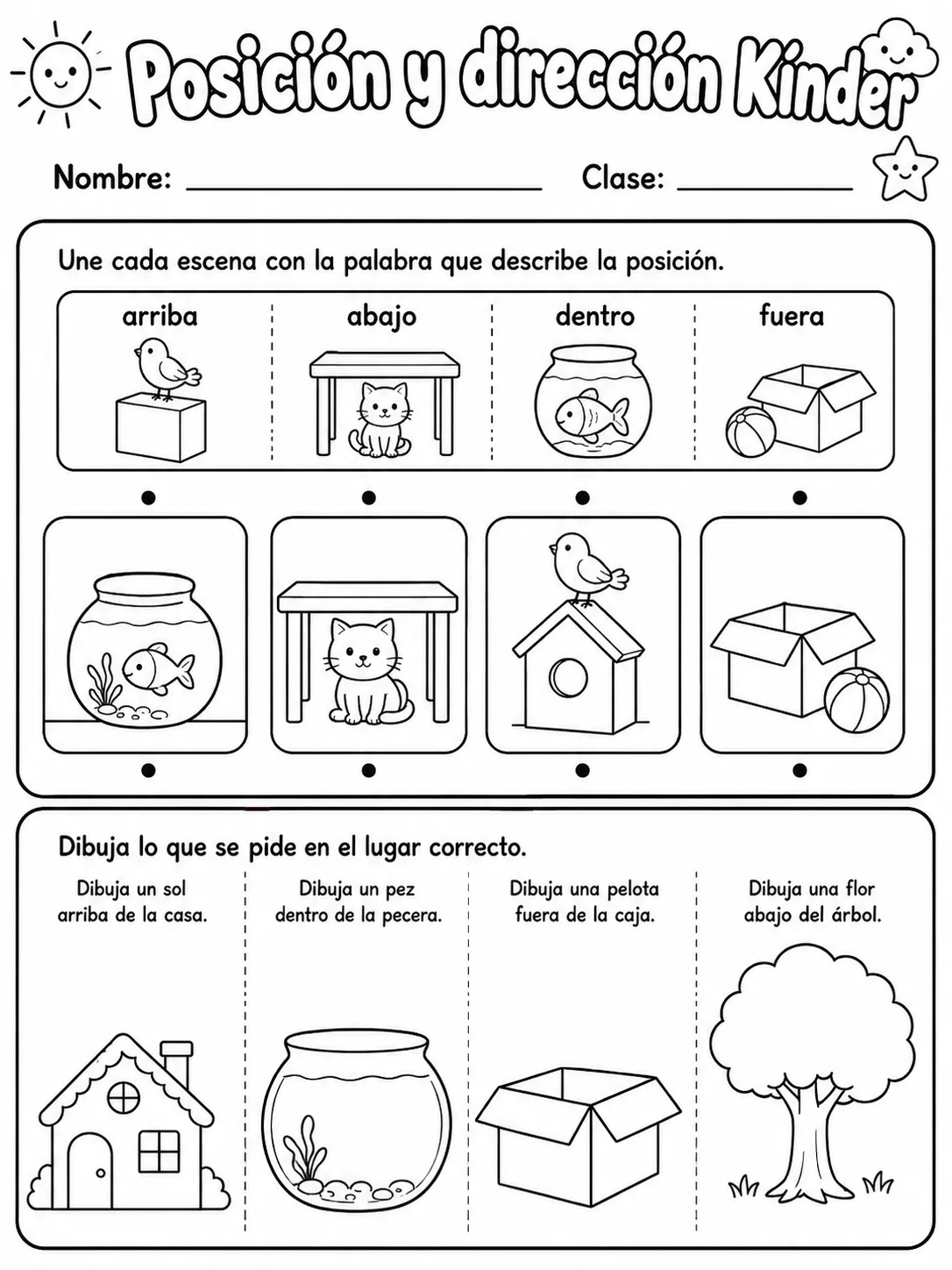 Kindergarten - posición y dirección - Paquete de fichas página 4 vista previa imprimible