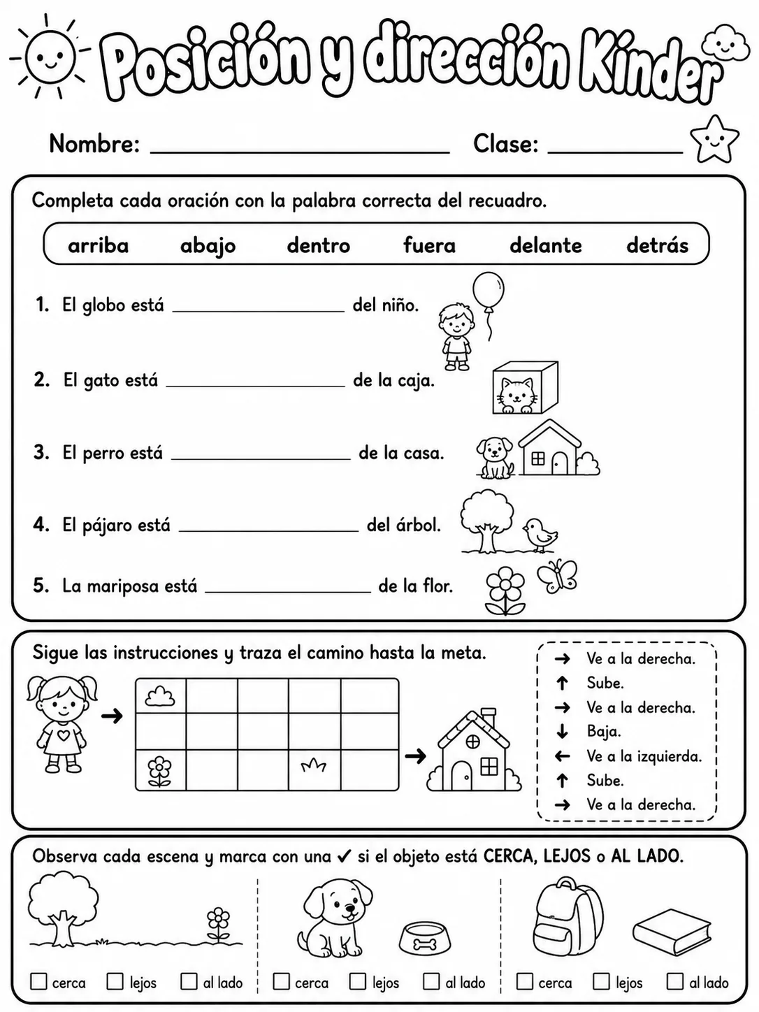 Kindergarten - posición y dirección - Paquete de fichas página 6 vista previa imprimible