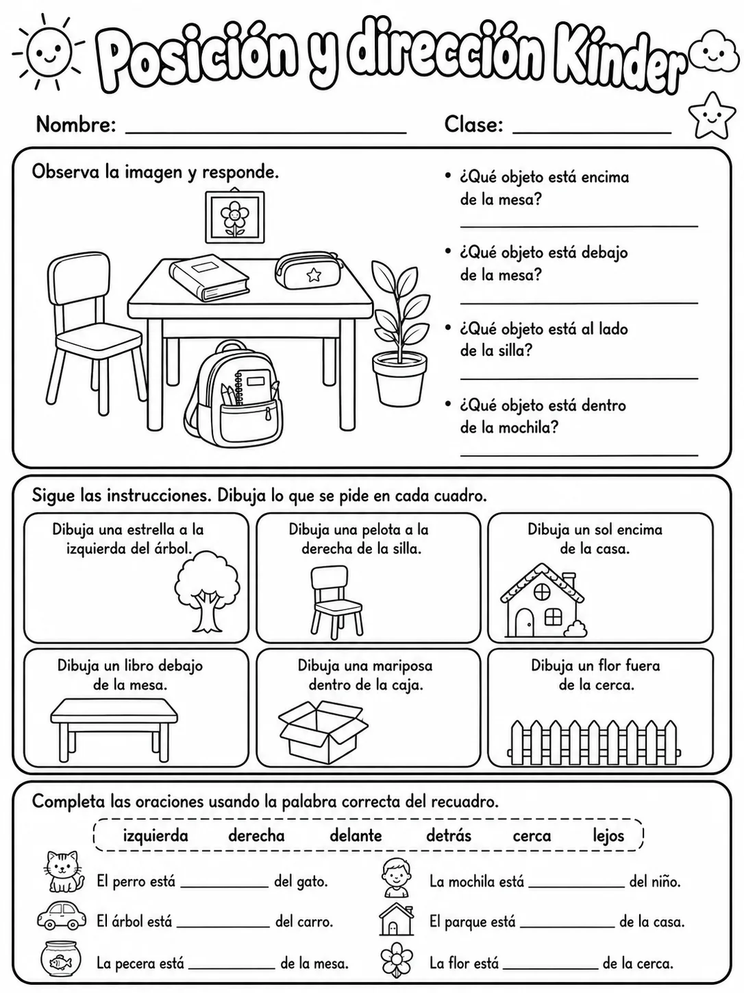 Kindergarten - posición y dirección - Paquete de fichas página 7 vista previa imprimible