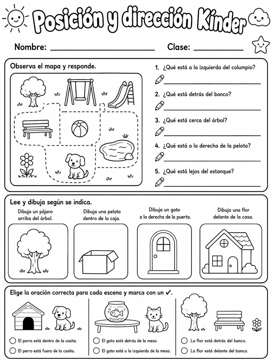Kindergarten - posición y dirección - Paquete de fichas página 8 vista previa imprimible