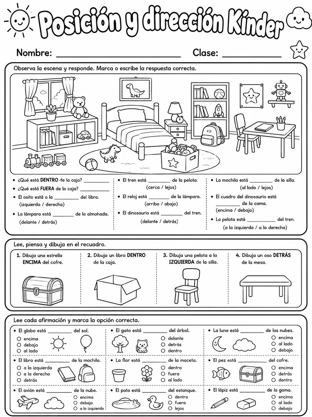 Kindergarten - posición y dirección - Paquete de fichas página 10 vista previa imprimible