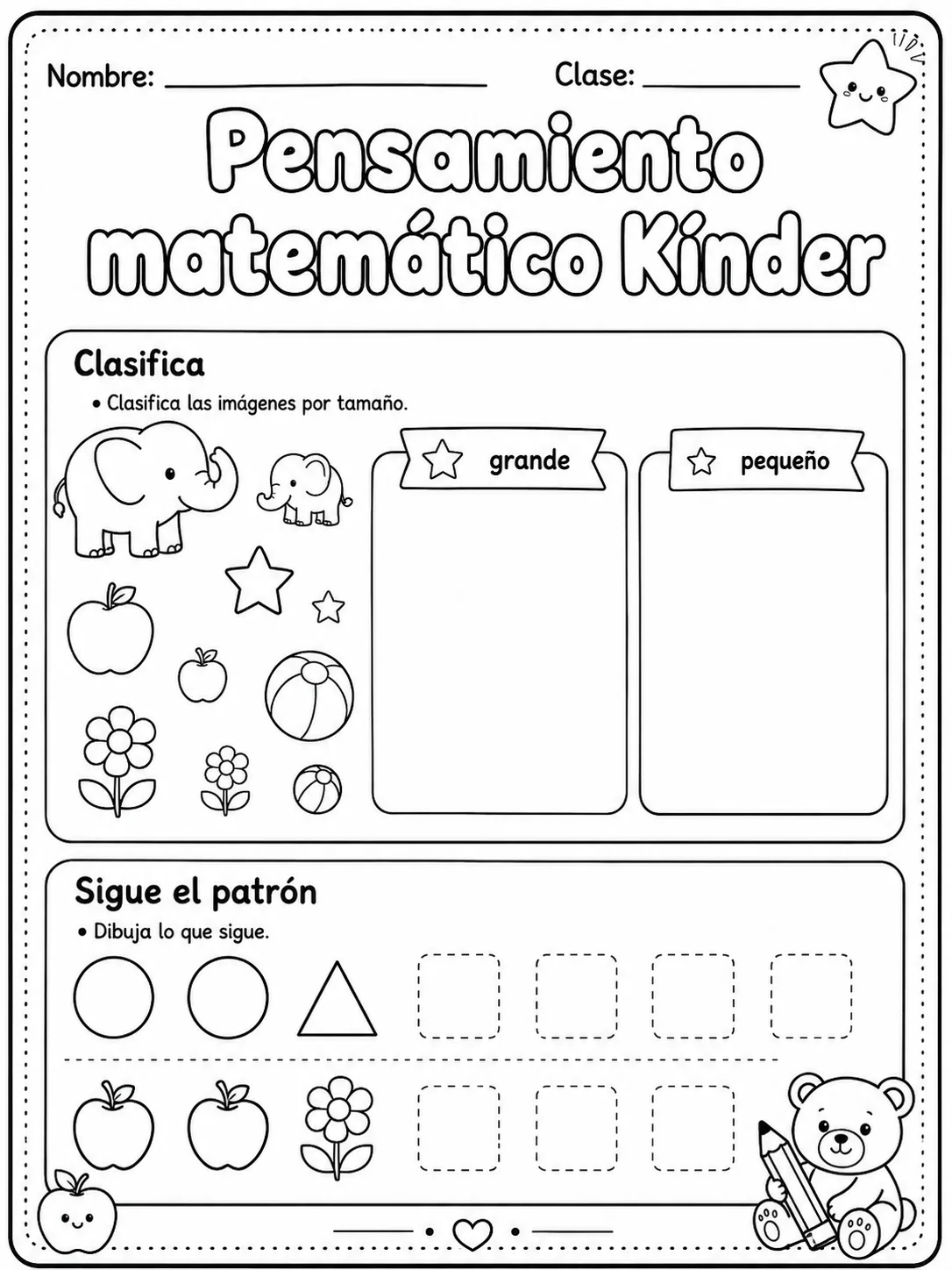 Kindergarten - repaso de matemáticas - Paquete de fichas - Conjunto 3 página 2 vista previa imprimible