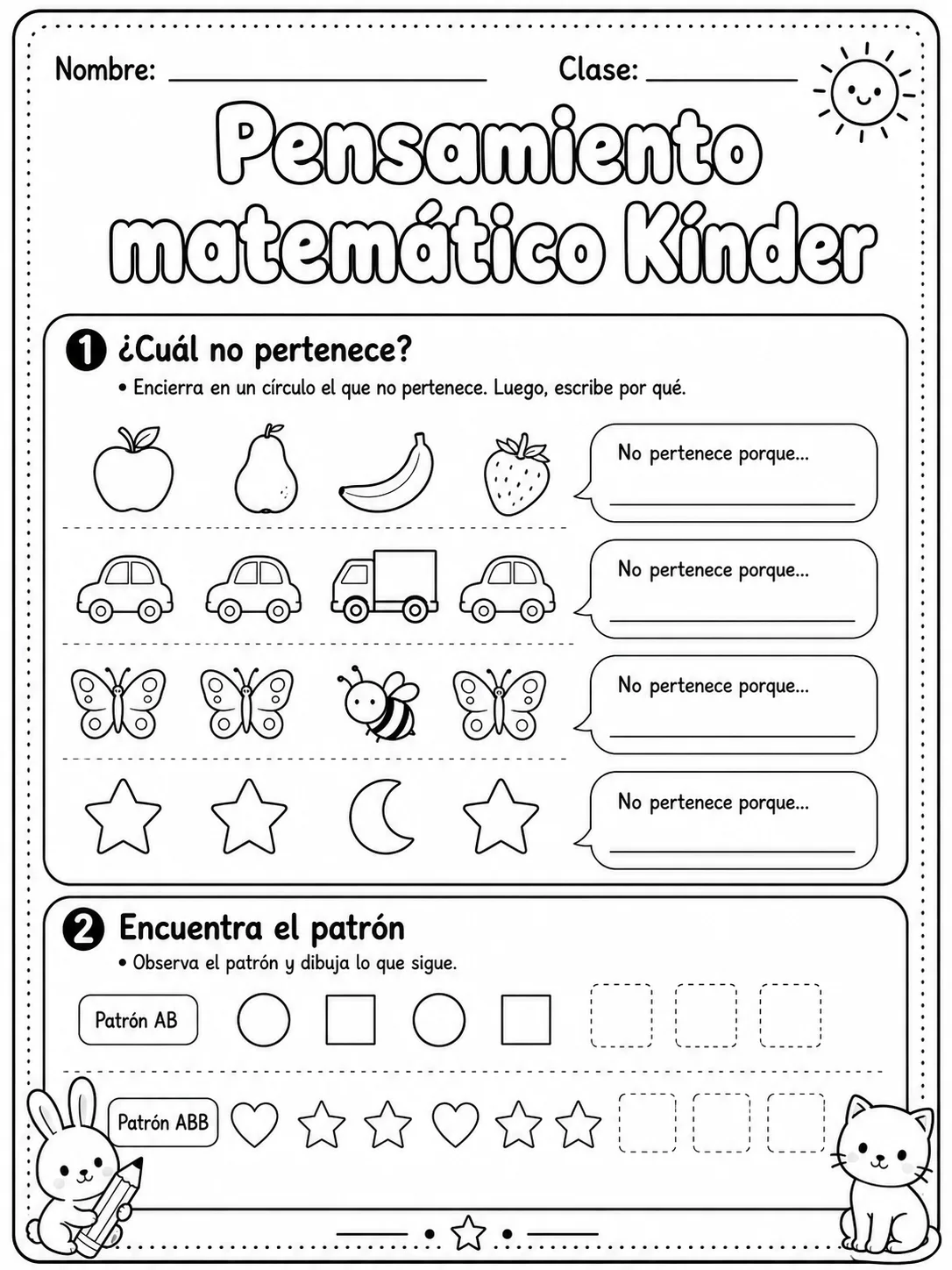 Kindergarten - repaso de matemáticas - Paquete de fichas - Conjunto 3 página 3 vista previa imprimible