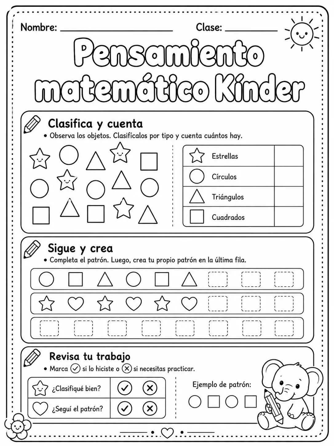 Kindergarten - repaso de matemáticas - Paquete de fichas - Conjunto 3 página 6 vista previa imprimible
