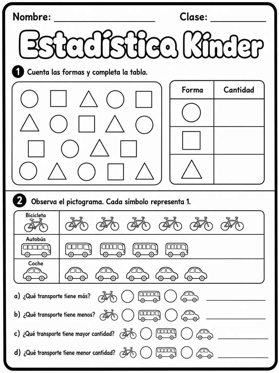 Kindergarten - repaso de matemáticas - Paquete de fichas página 4 vista previa imprimible