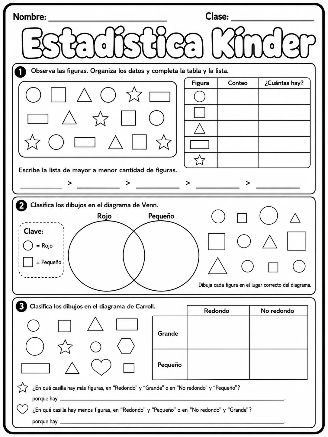 Kindergarten - repaso de matemáticas - Paquete de fichas página 10 vista previa imprimible
