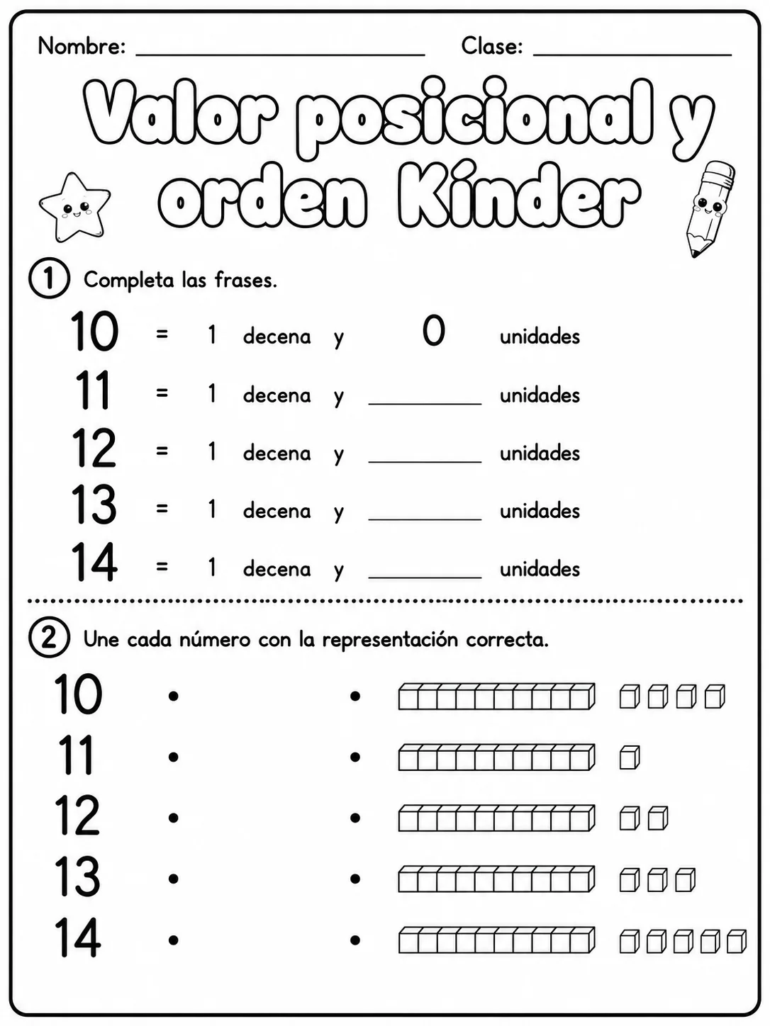 Kindergarten - valor posicional - Paquete de fichas página 2 vista previa imprimible