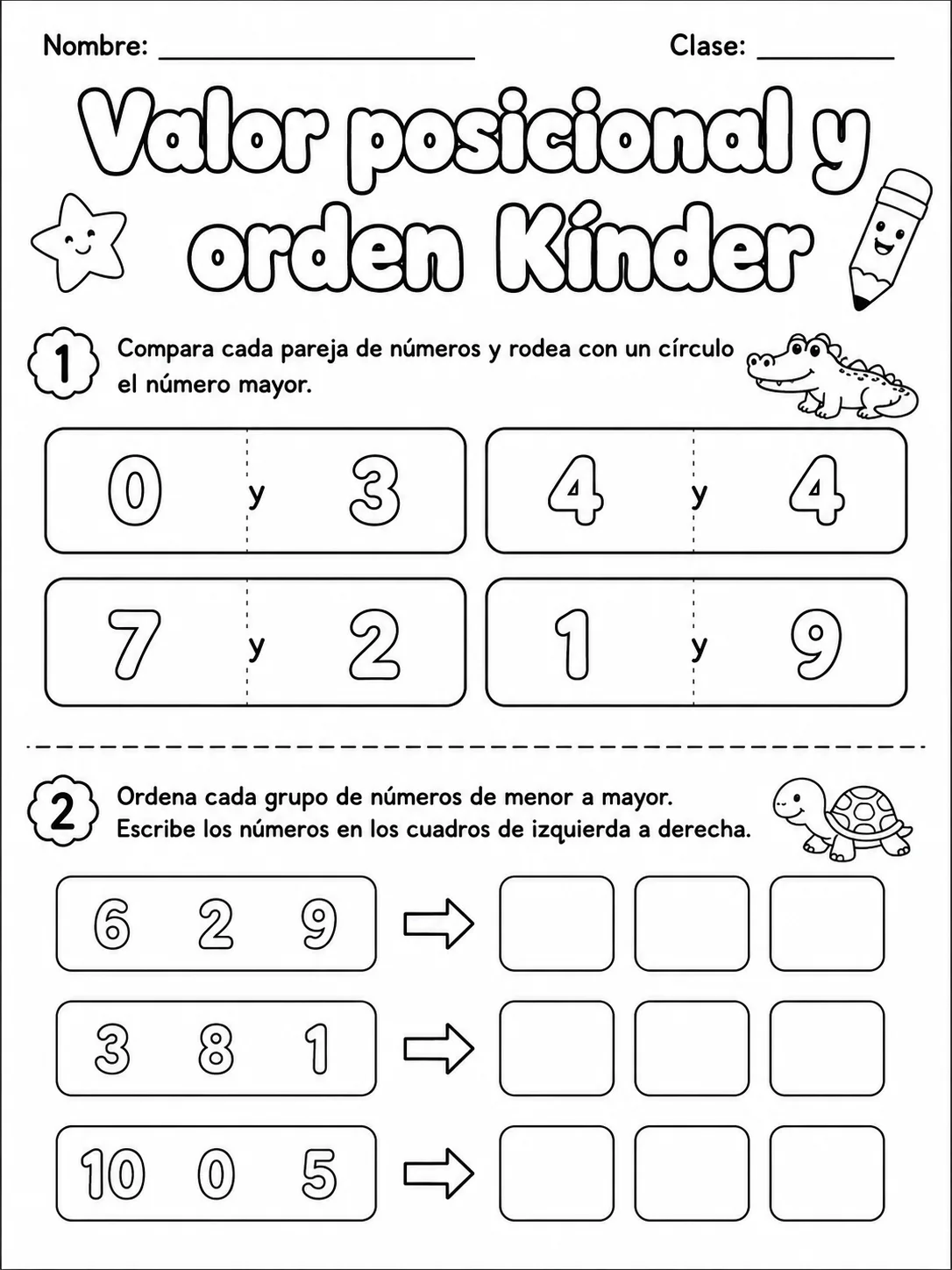 Kindergarten - valor posicional - Paquete de fichas página 5 vista previa imprimible