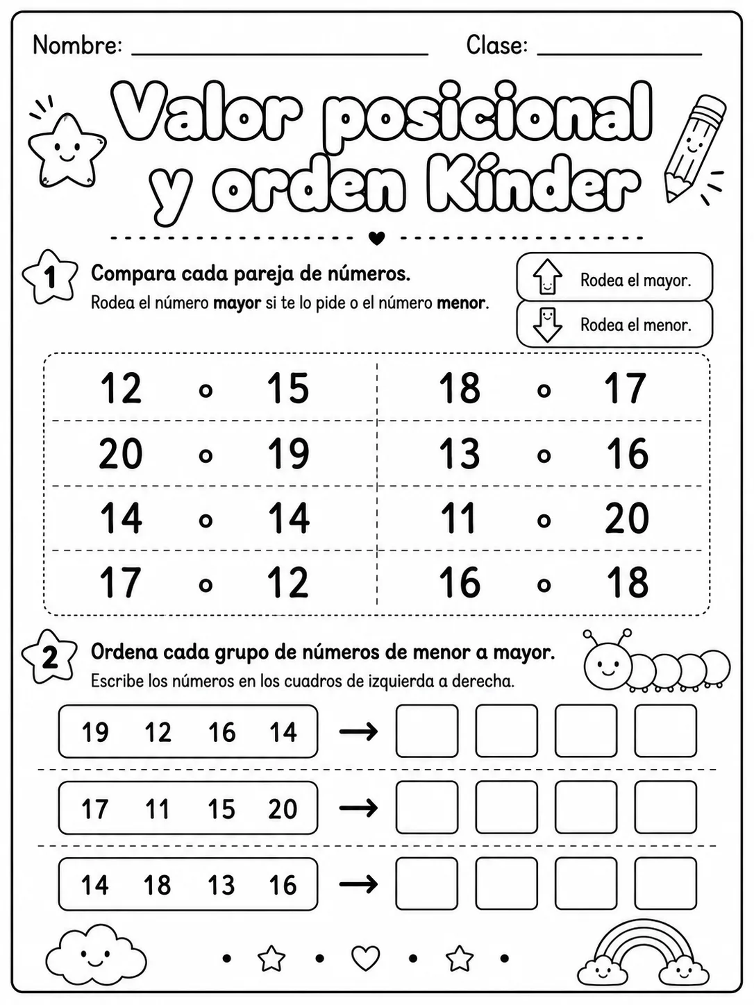 Kindergarten - valor posicional - Paquete de fichas página 6 vista previa imprimible
