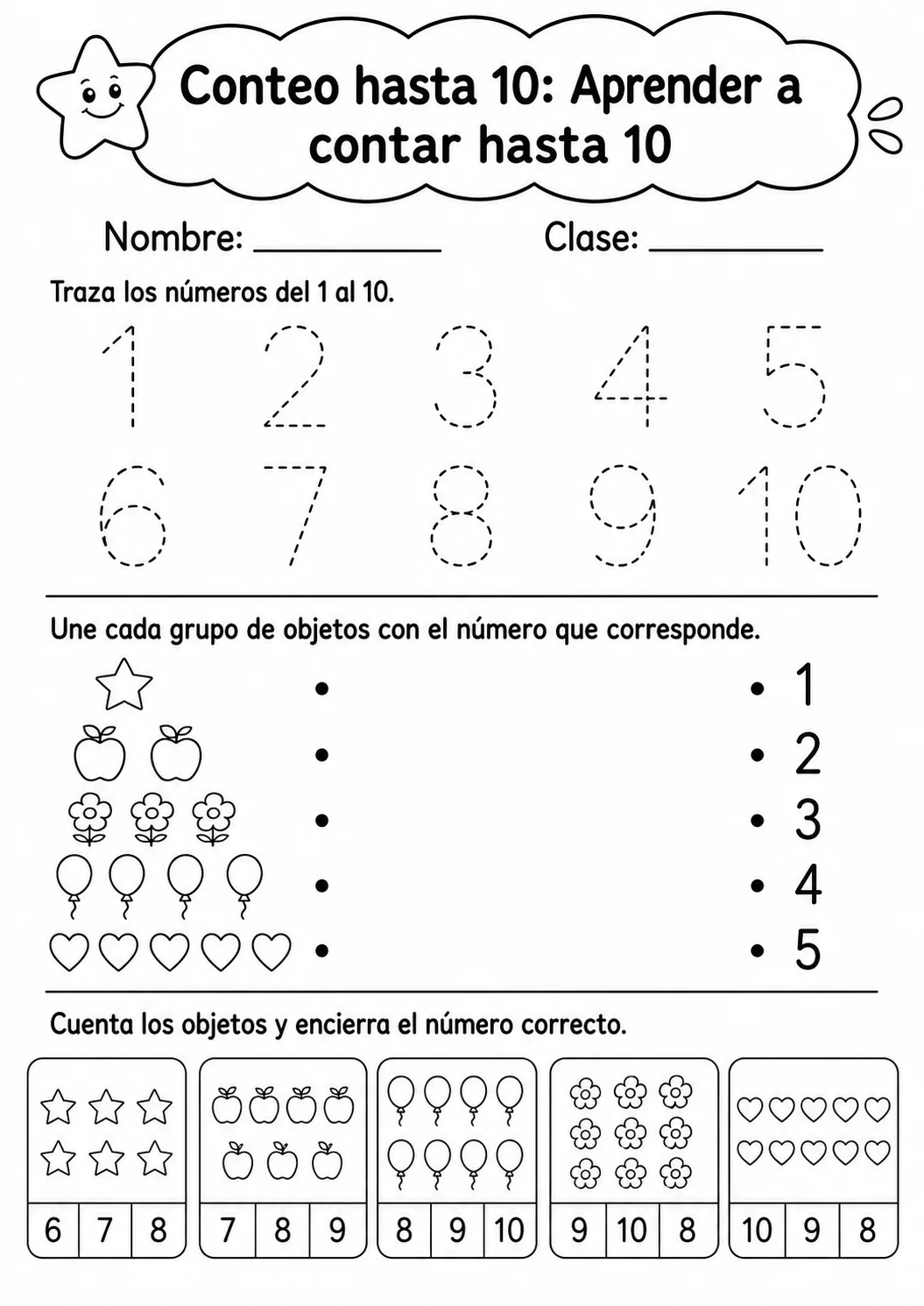 Conteo hasta 10 - paquete de fichas de matemáticas vista previa imprimible en KiwiBee