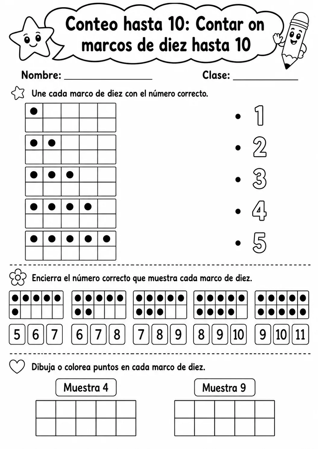 Conteo hasta 10 - paquete de fichas de matemáticas página 6 vista previa imprimible