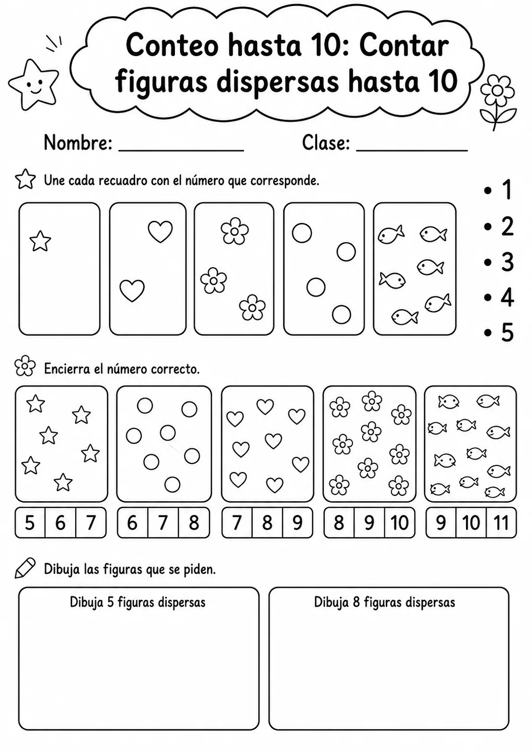 Conteo hasta 10 - paquete de fichas de matemáticas página 7 vista previa imprimible