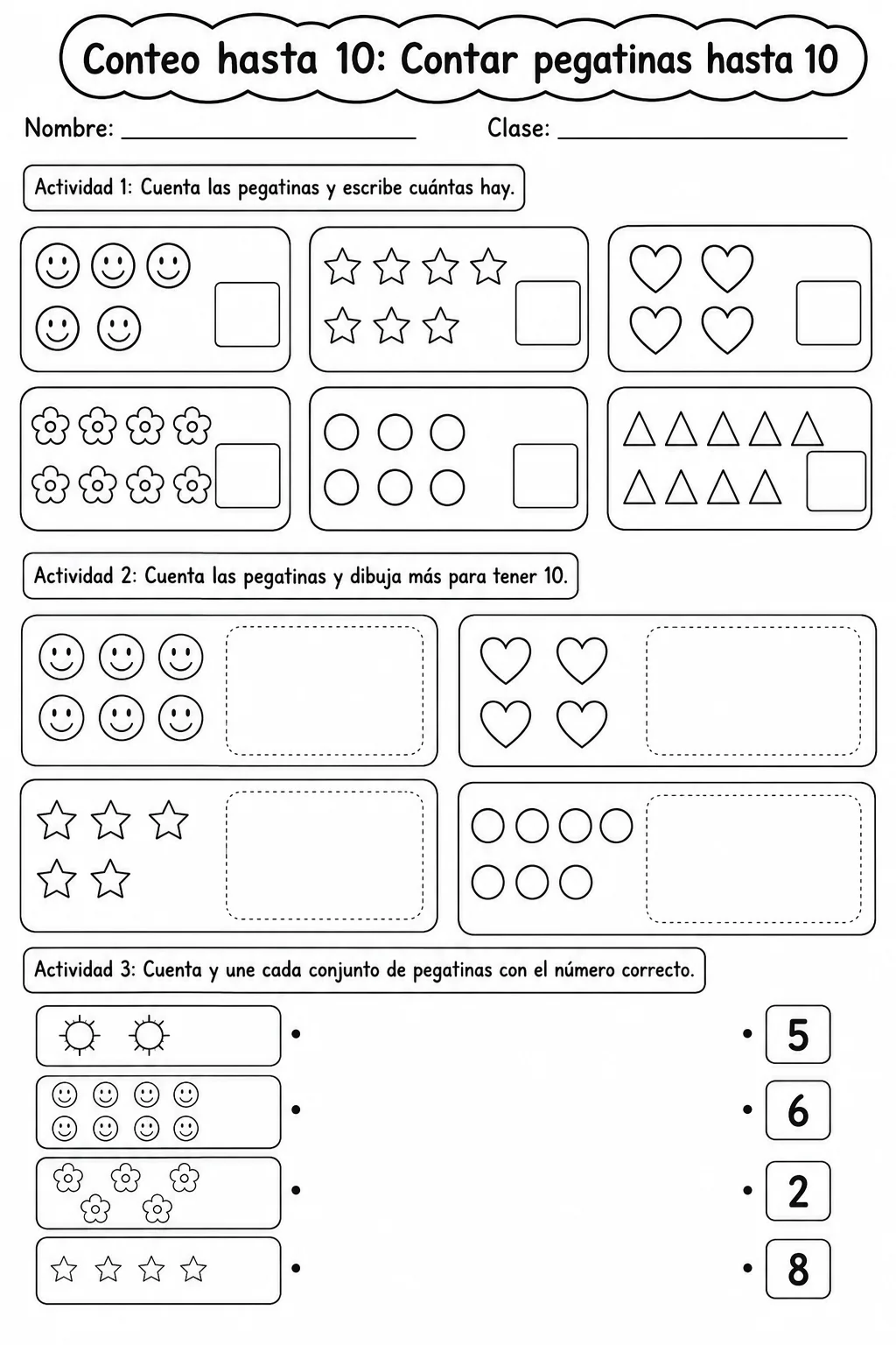 Conteo hasta 10 - paquete de fichas de matemáticas página 9 vista previa imprimible