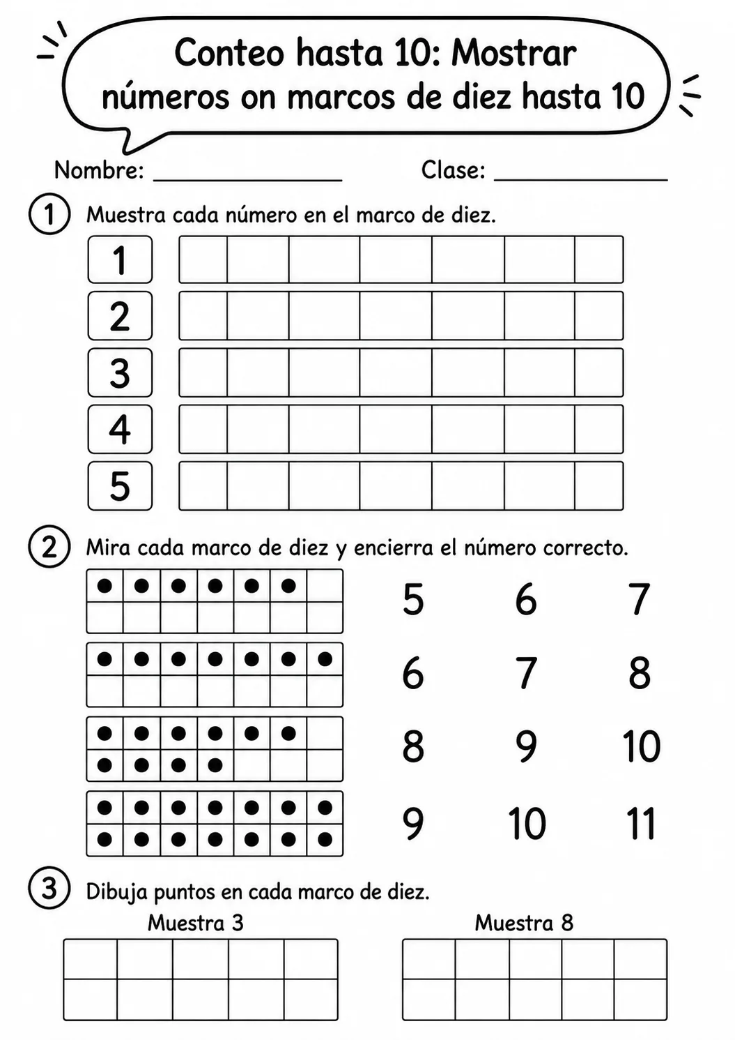 Conteo hasta 10 - paquete de fichas de matemáticas página 11 vista previa imprimible