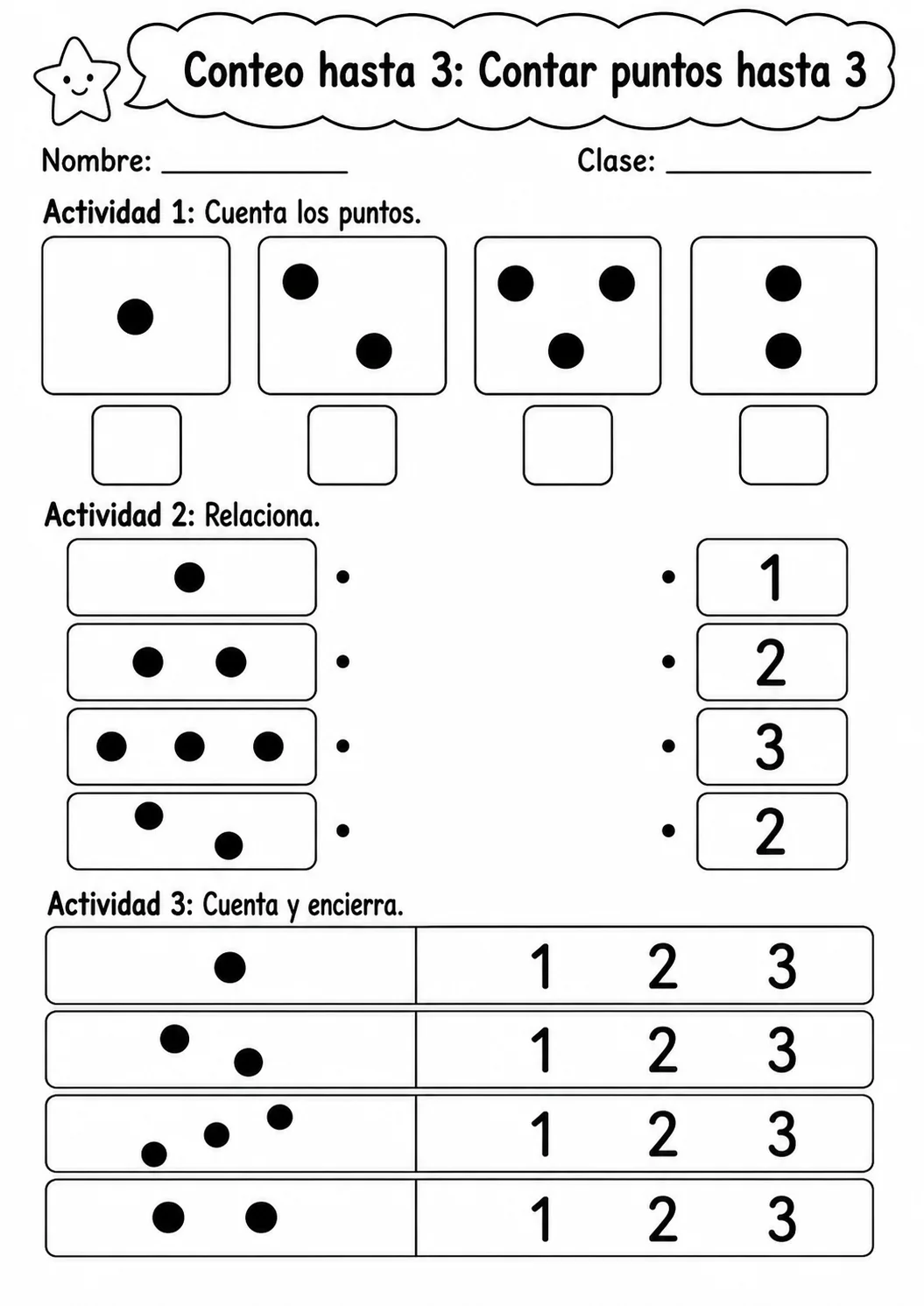 Conteo hasta 3 - paquete de fichas de matemáticas página 3 vista previa imprimible