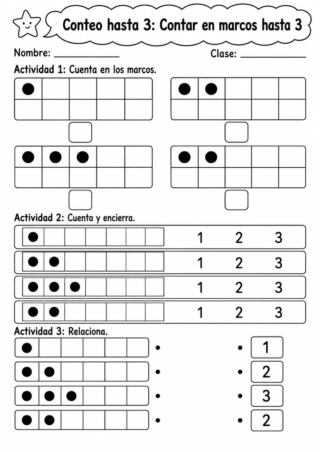 Conteo hasta 3 - paquete de fichas de matemáticas página 6 vista previa imprimible