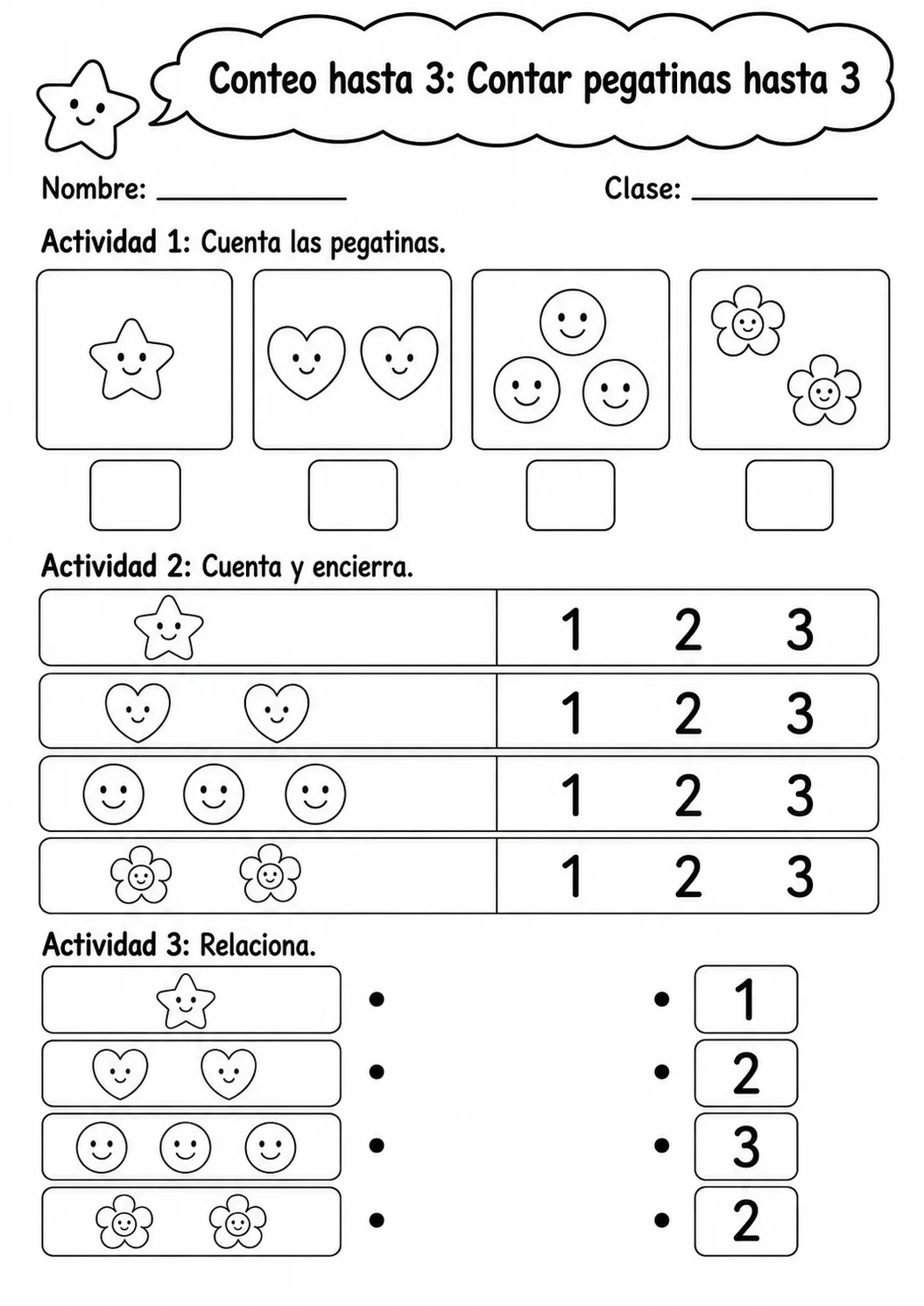 Conteo hasta 3 - paquete de fichas de matemáticas página 7 vista previa imprimible