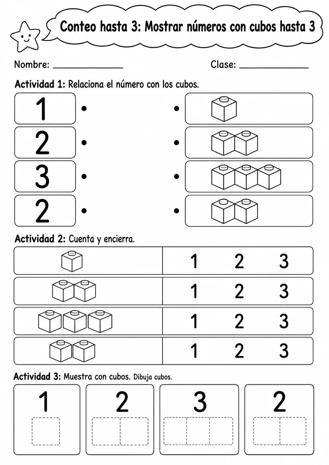 Conteo hasta 3 - paquete de fichas de matemáticas página 8 vista previa imprimible