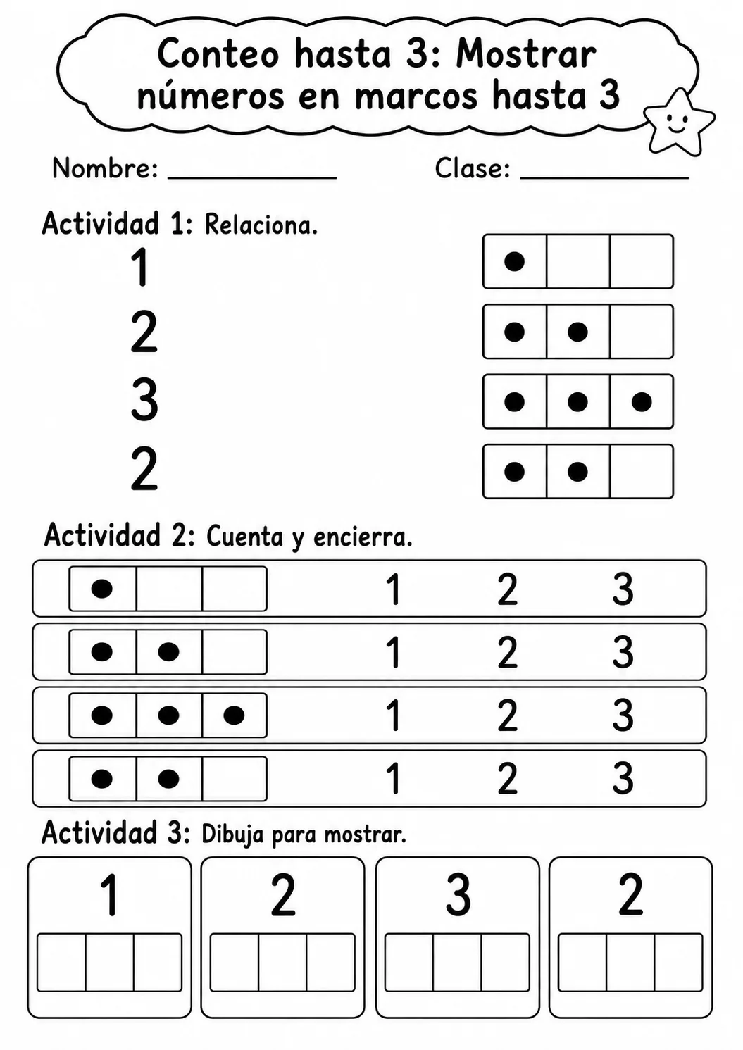 Conteo hasta 3 - paquete de fichas de matemáticas página 9 vista previa imprimible