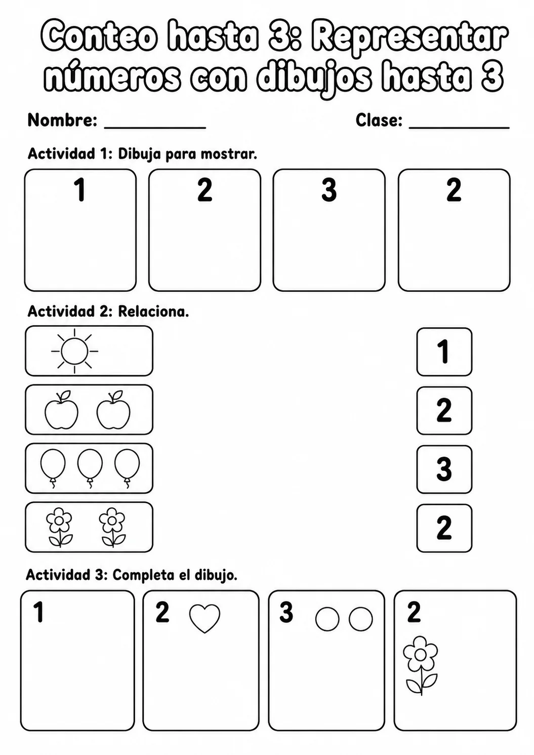 Conteo hasta 3 - paquete de fichas de matemáticas página 10 vista previa imprimible