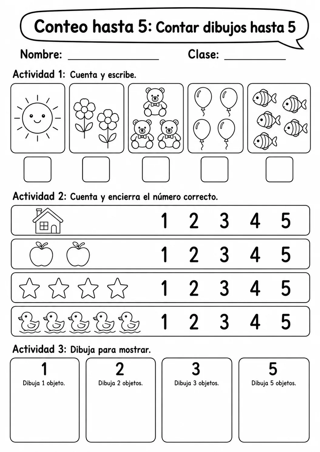 Conteo hasta 5 - paquete de fichas de matemáticas página 2 vista previa imprimible