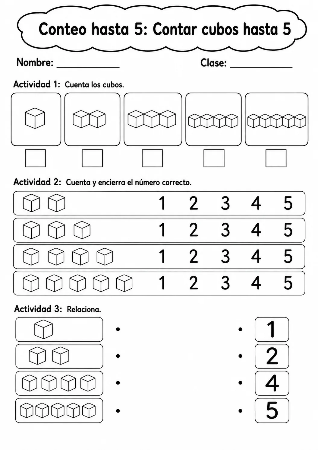 Conteo hasta 5 - paquete de fichas de matemáticas página 5 vista previa imprimible