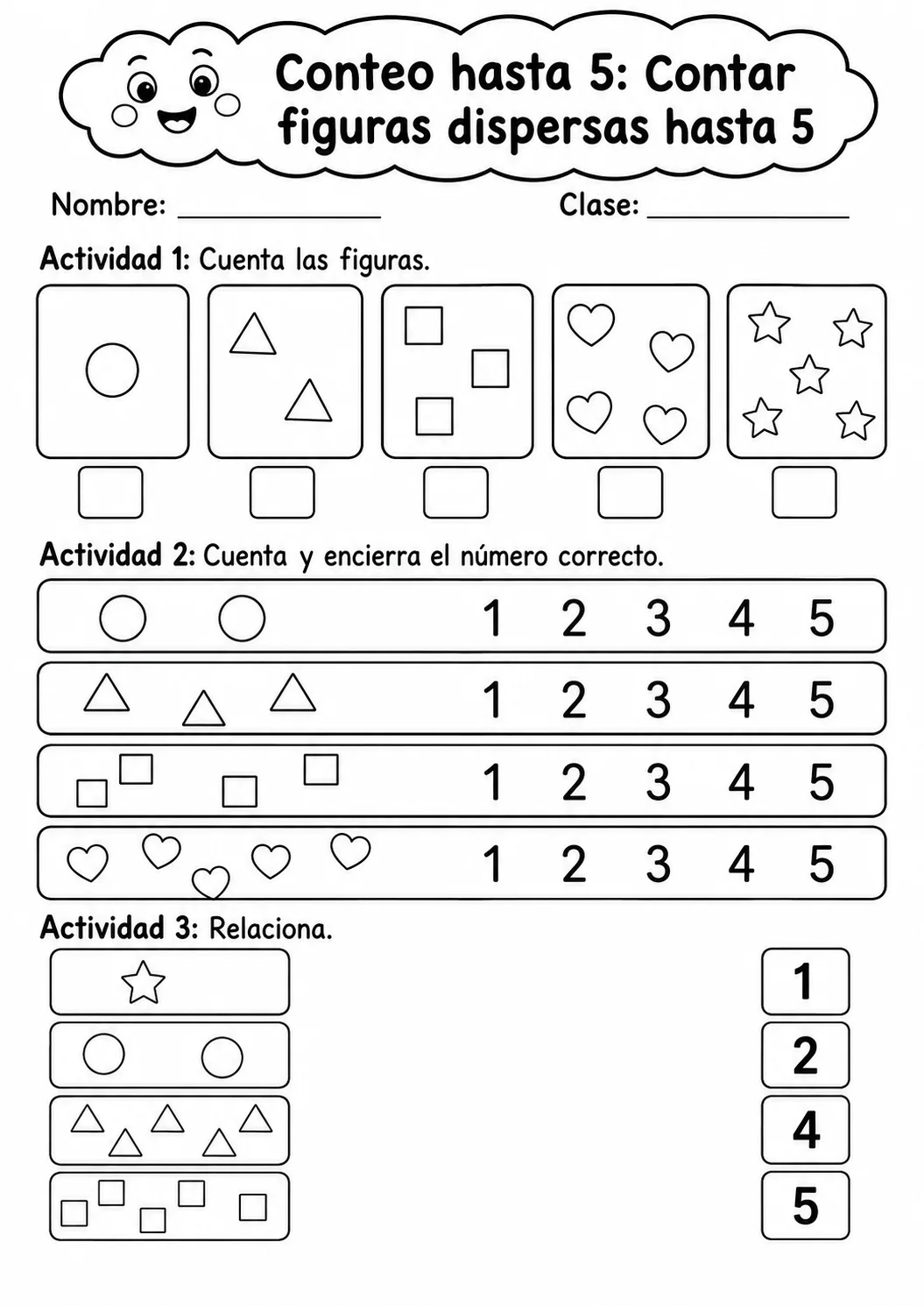 Conteo hasta 5 - paquete de fichas de matemáticas página 7 vista previa imprimible