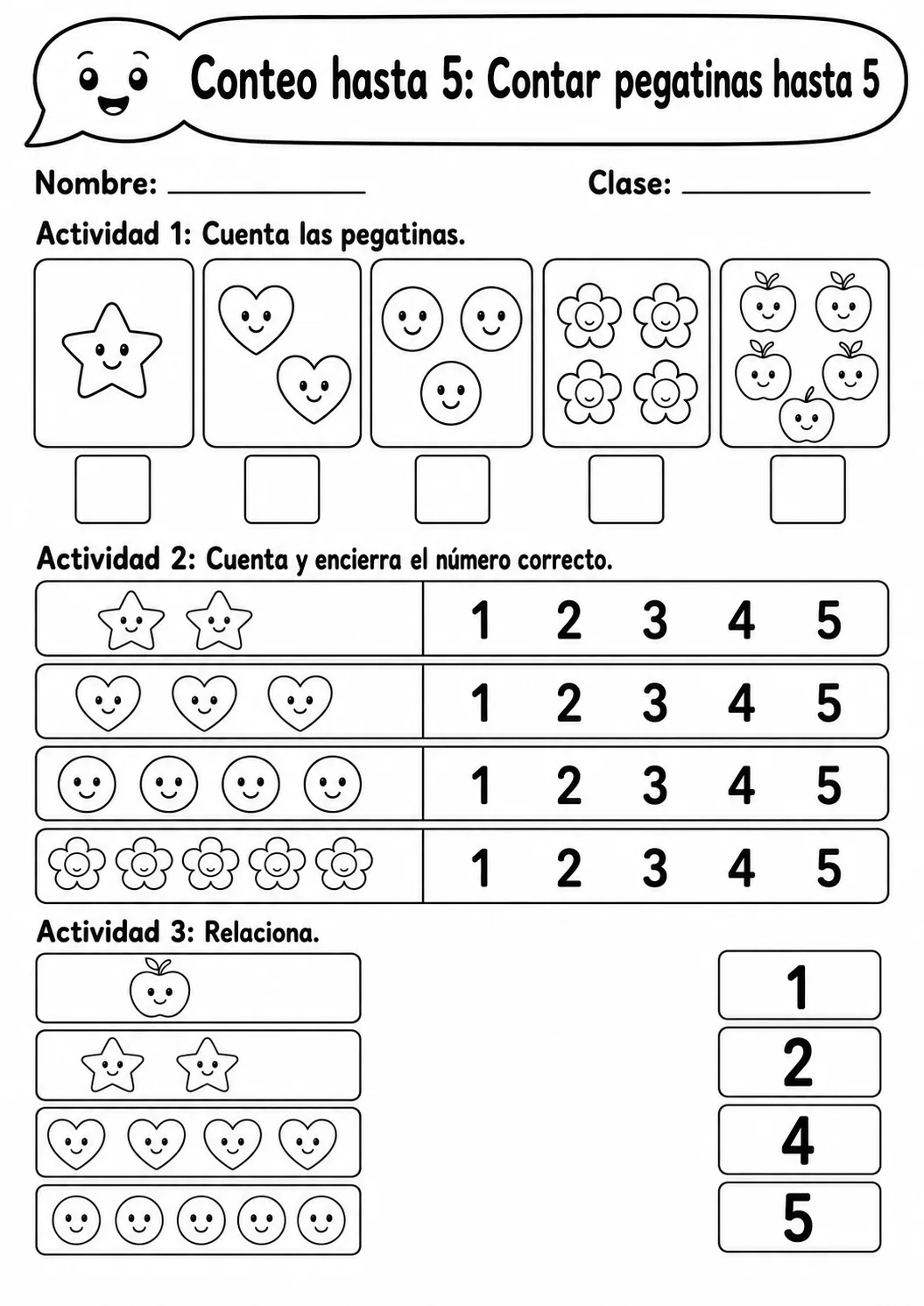 Conteo hasta 5 - paquete de fichas de matemáticas página 8 vista previa imprimible