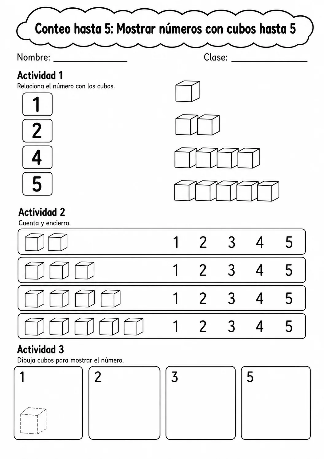 Conteo hasta 5 - paquete de fichas de matemáticas página 10 vista previa imprimible
