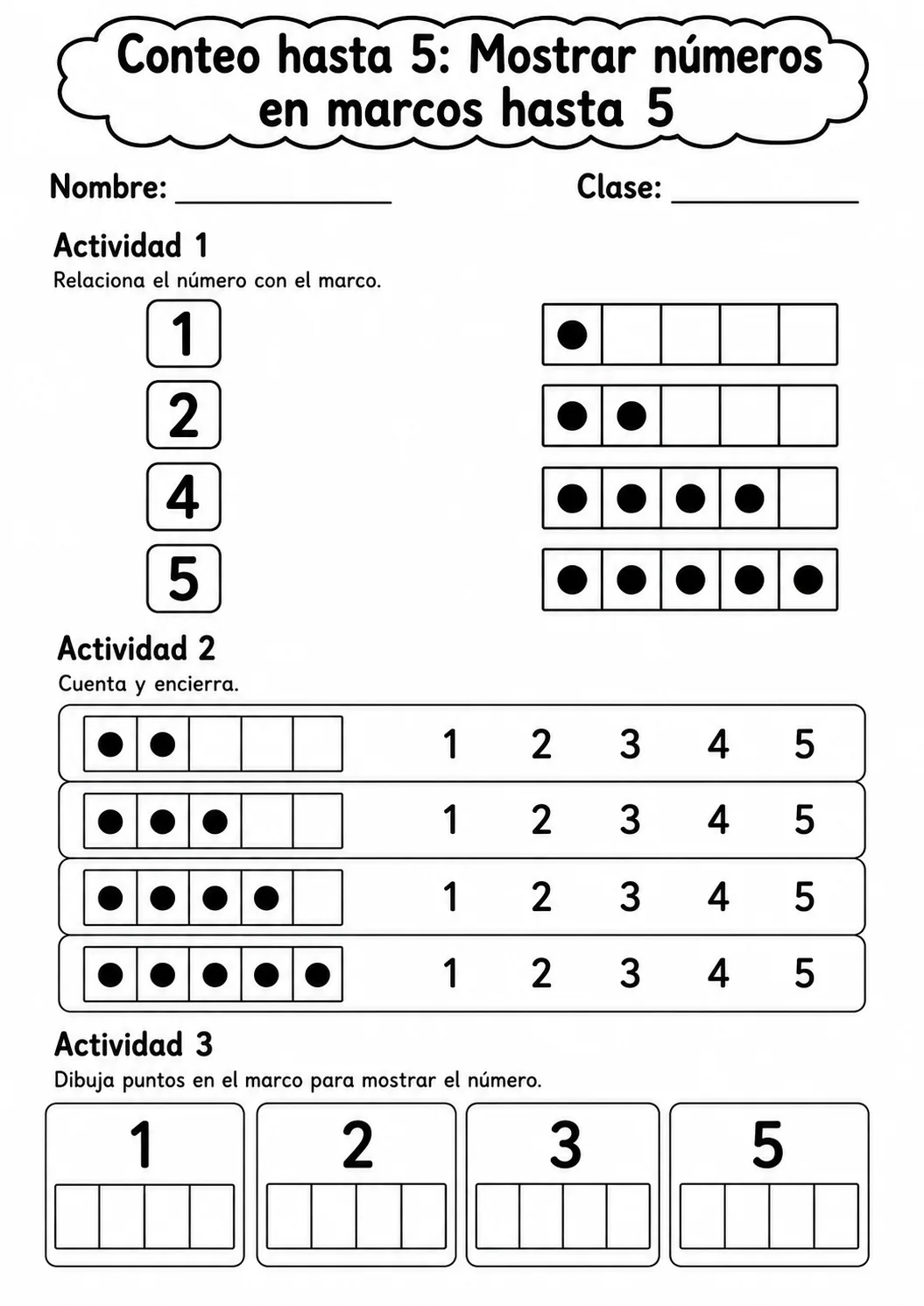 Conteo hasta 5 - paquete de fichas de matemáticas página 11 vista previa imprimible