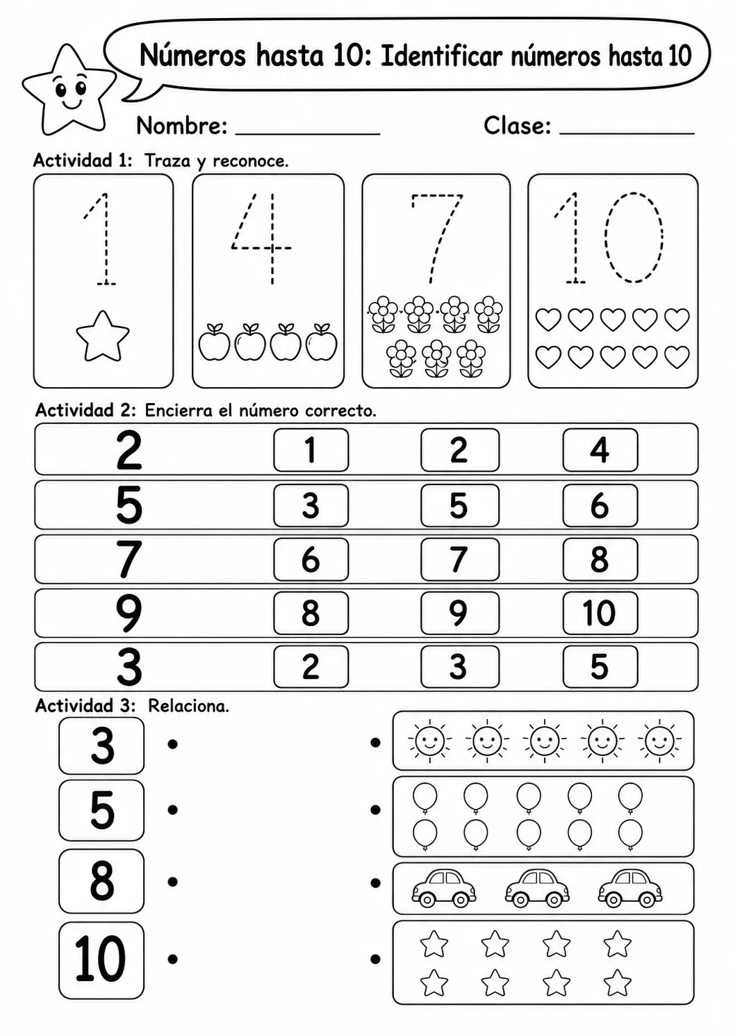 Números hasta 10 - paquete de fichas de matemáticas vista previa imprimible en KiwiBee