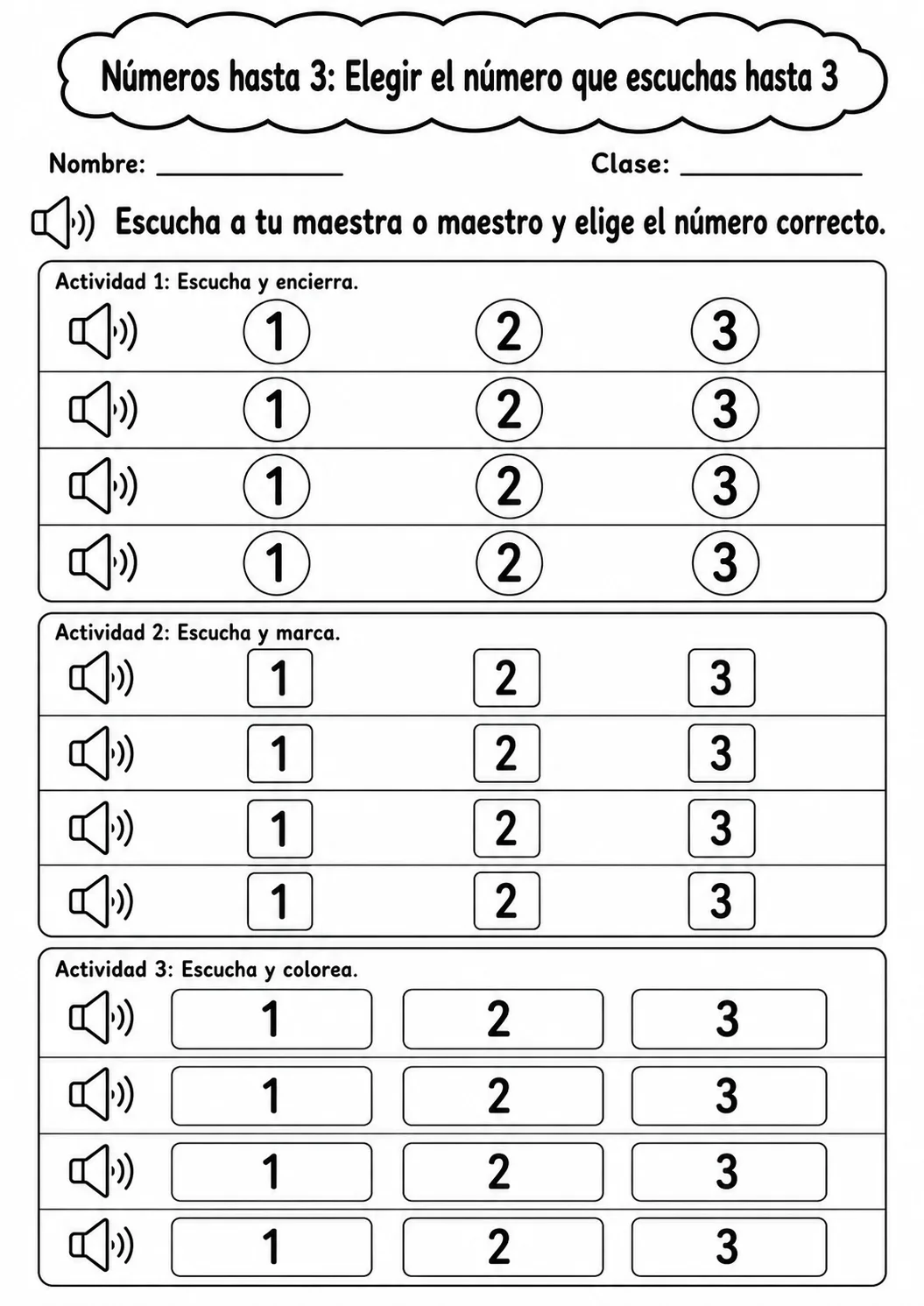 Números hasta 3 - paquete de fichas de matemáticas página 2 vista previa imprimible