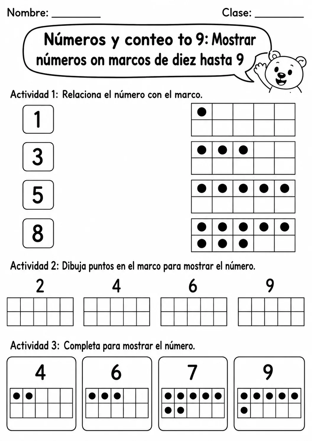 Números y conteo hasta 9 - paquete de fichas de matemáticas página 8 vista previa imprimible
