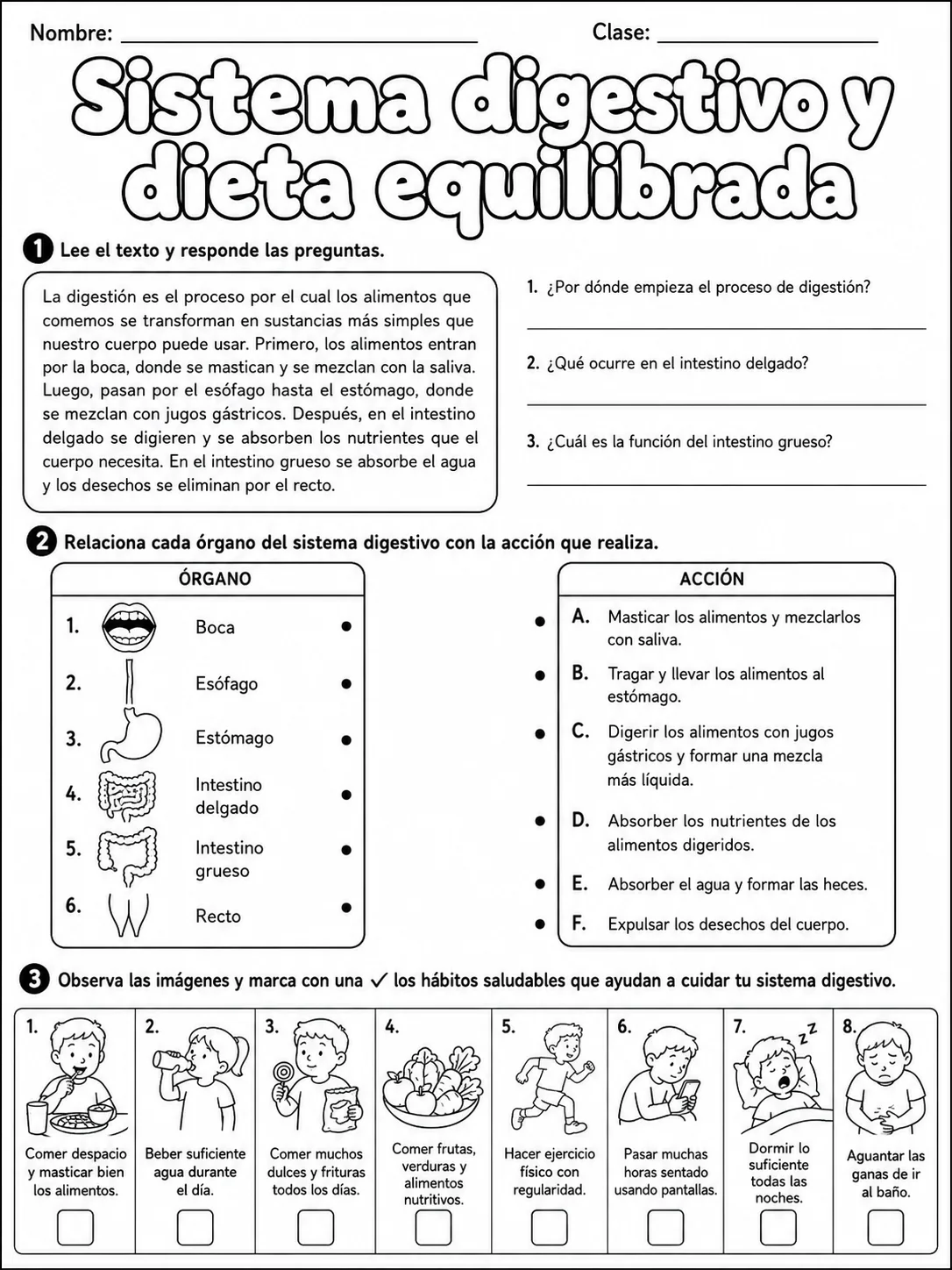 1.º grado - cuerpo humano y salud - Paquete de fichas - Conjunto 2 página 7 vista previa imprimible