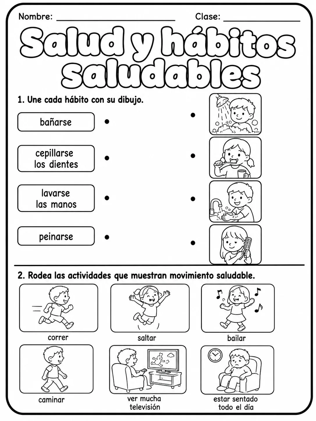 1.º grado - cuerpo humano y salud - Paquete de fichas - Conjunto 5 página 2 vista previa imprimible