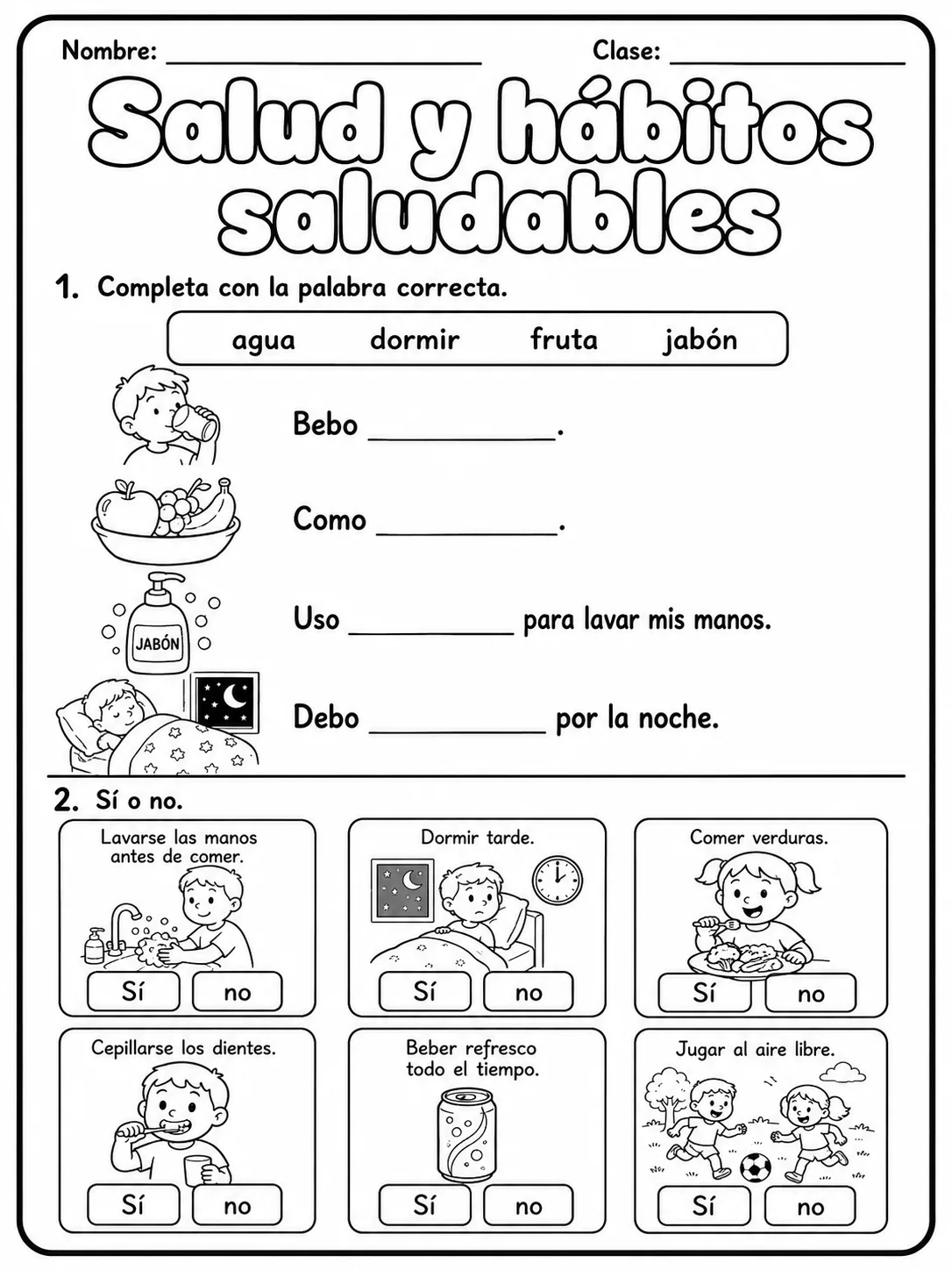 1.º grado - cuerpo humano y salud - Paquete de fichas - Conjunto 5 página 3 vista previa imprimible